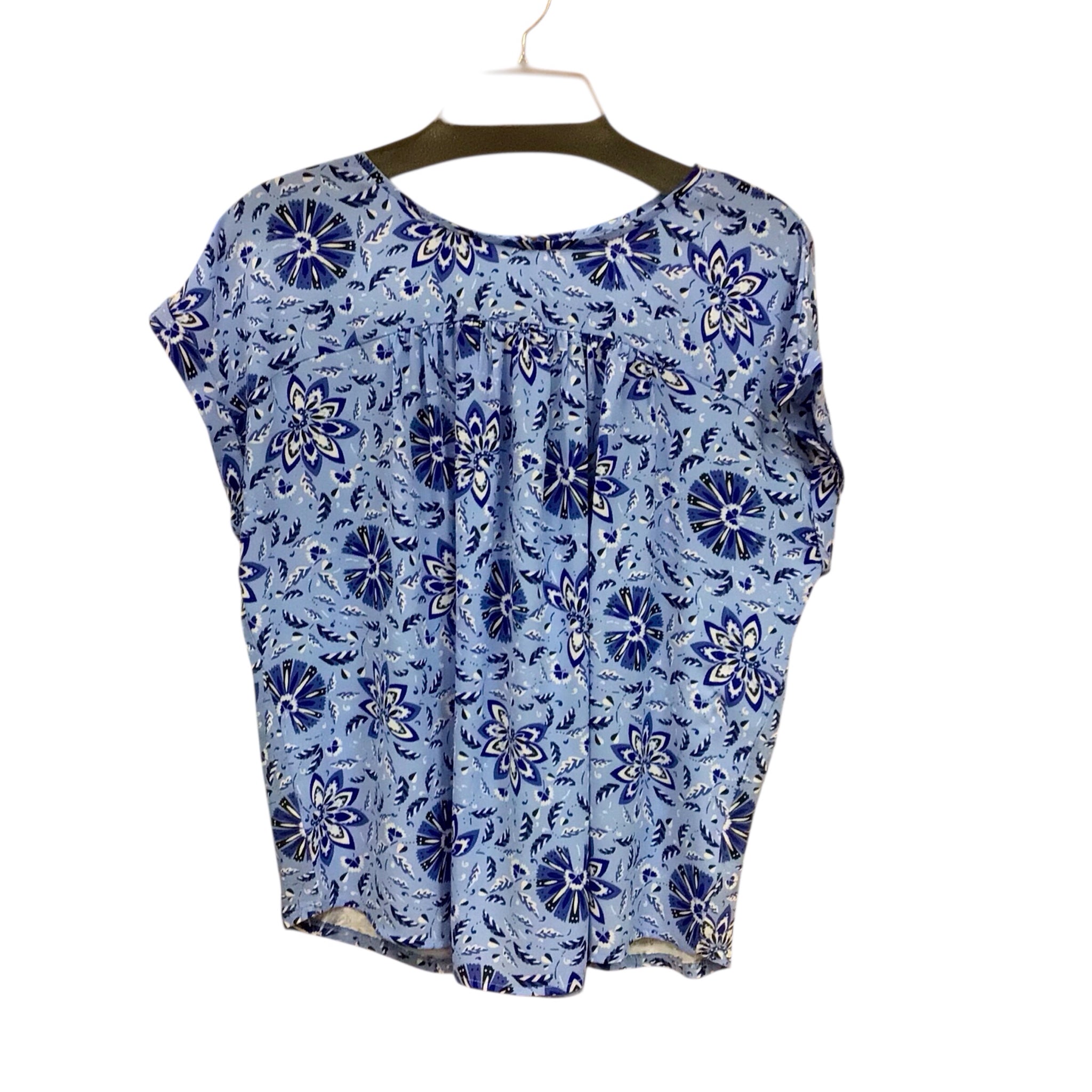 Loft Blue Floral Short Sleeve Top Size Medium