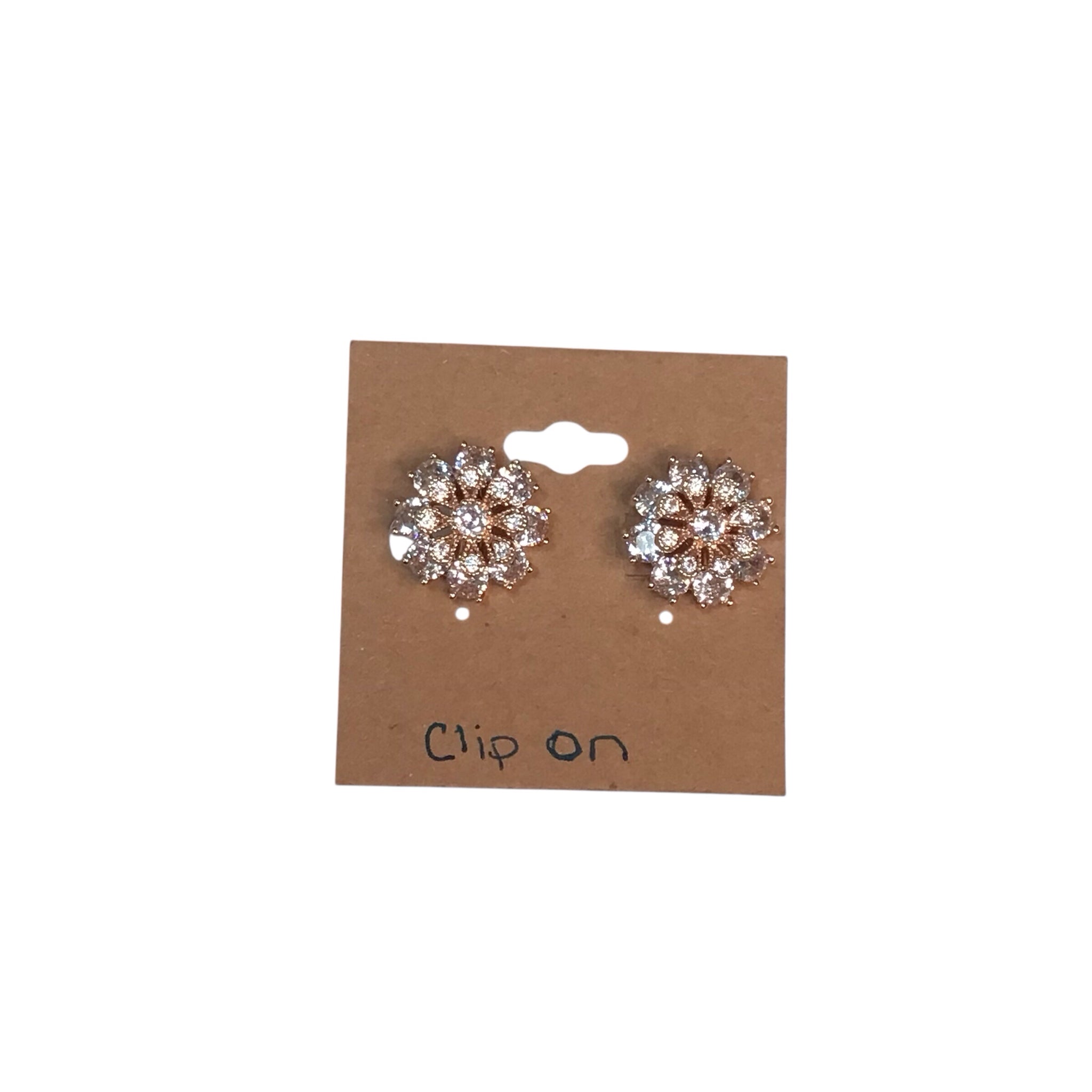 Rose Gold Flower Clip On Earrings