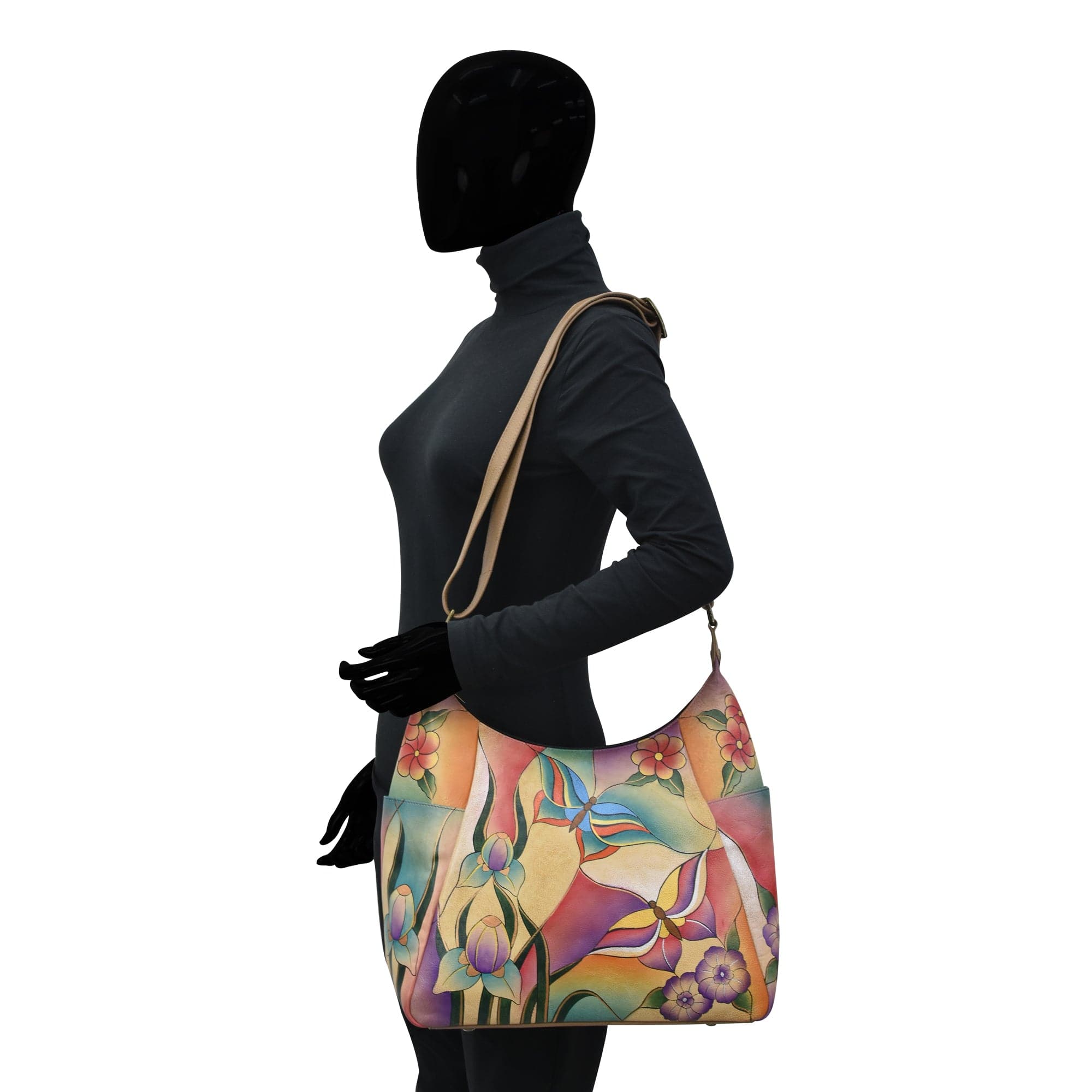 Anuschka Large Multi Pocket Hobo Handbag - 8060