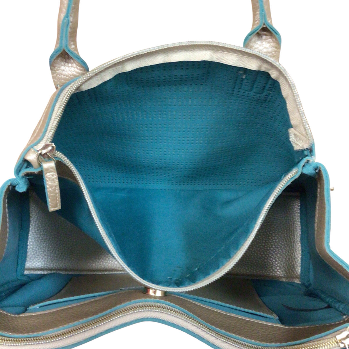 Kenneth Cole Reaction Metallic Gold & Teal Satchel Bag
