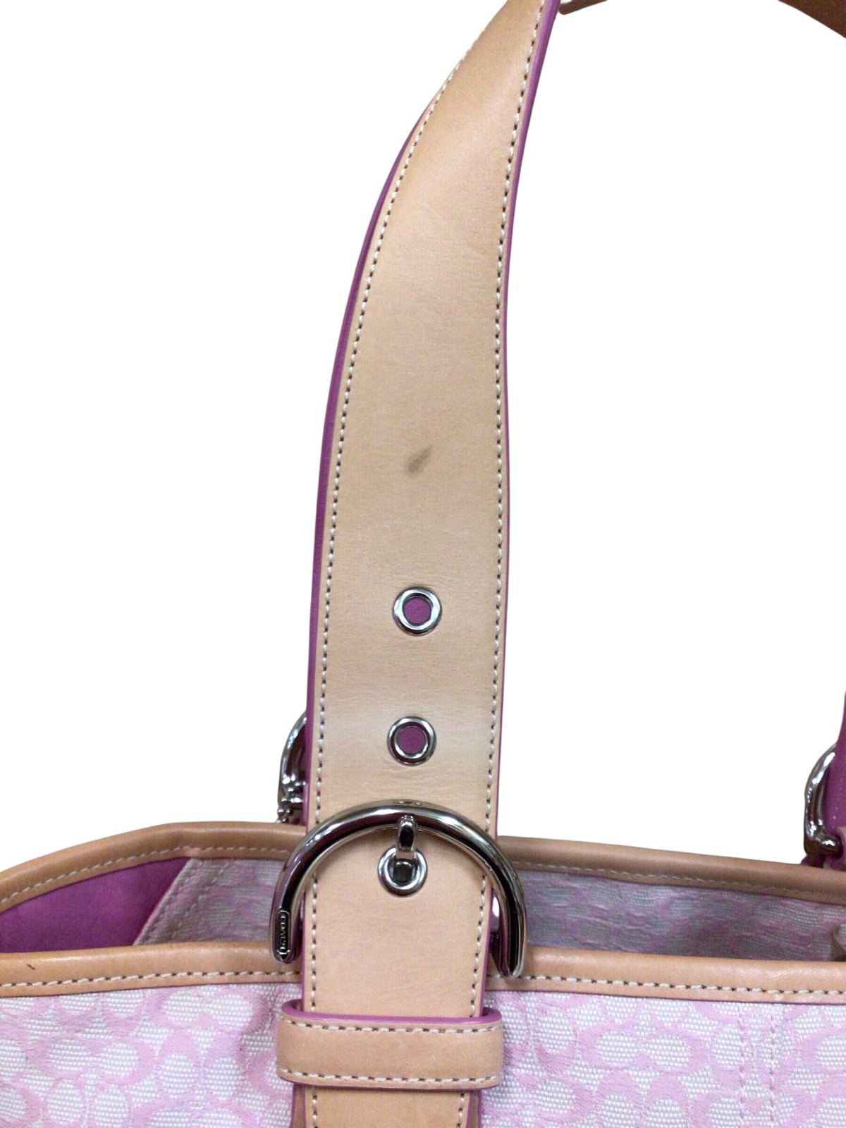 Coach 6383 Vintage Signature Canvas Pink & White Tote