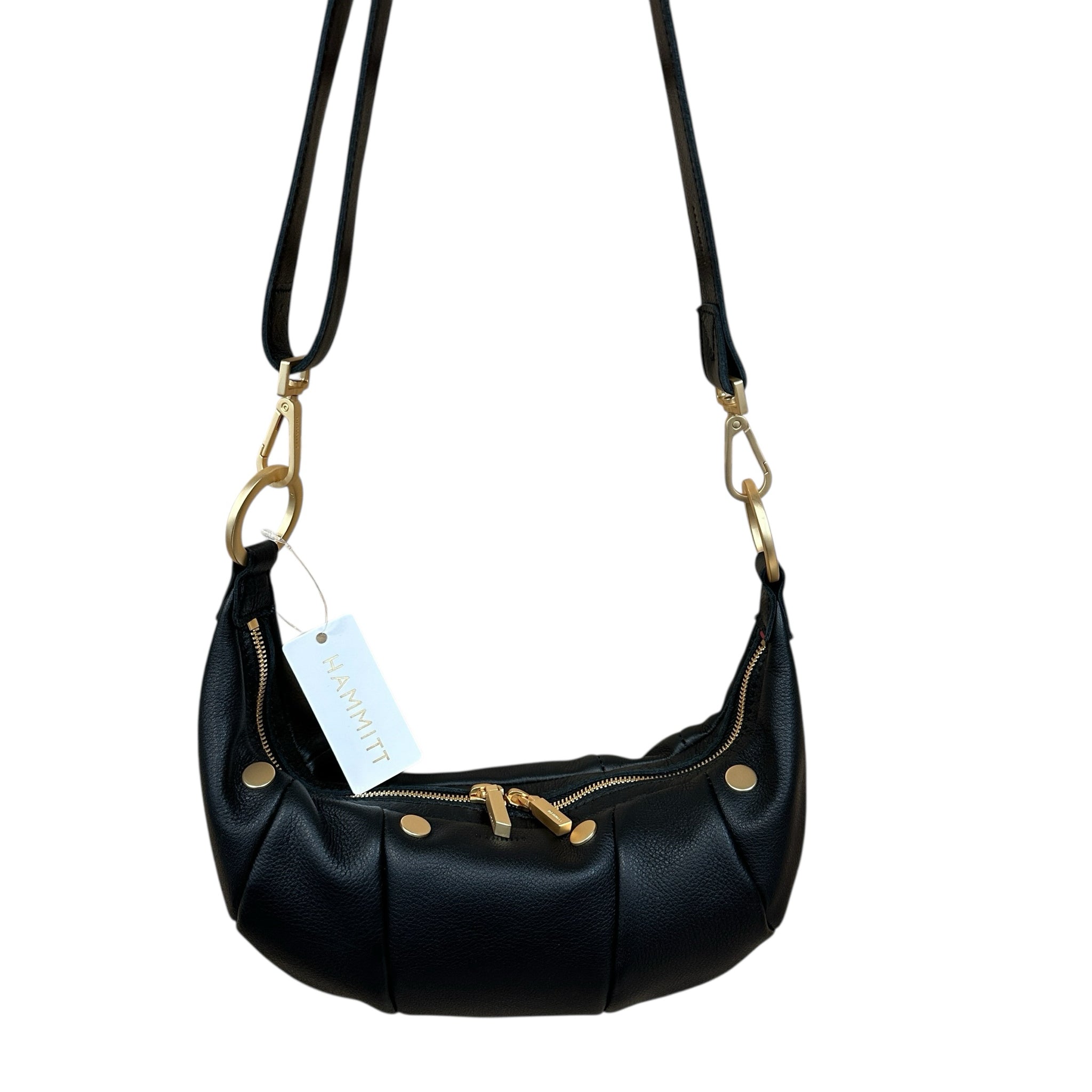 Hammitt Erica Small Black & Brushed Gold Leather Crossbody Bag