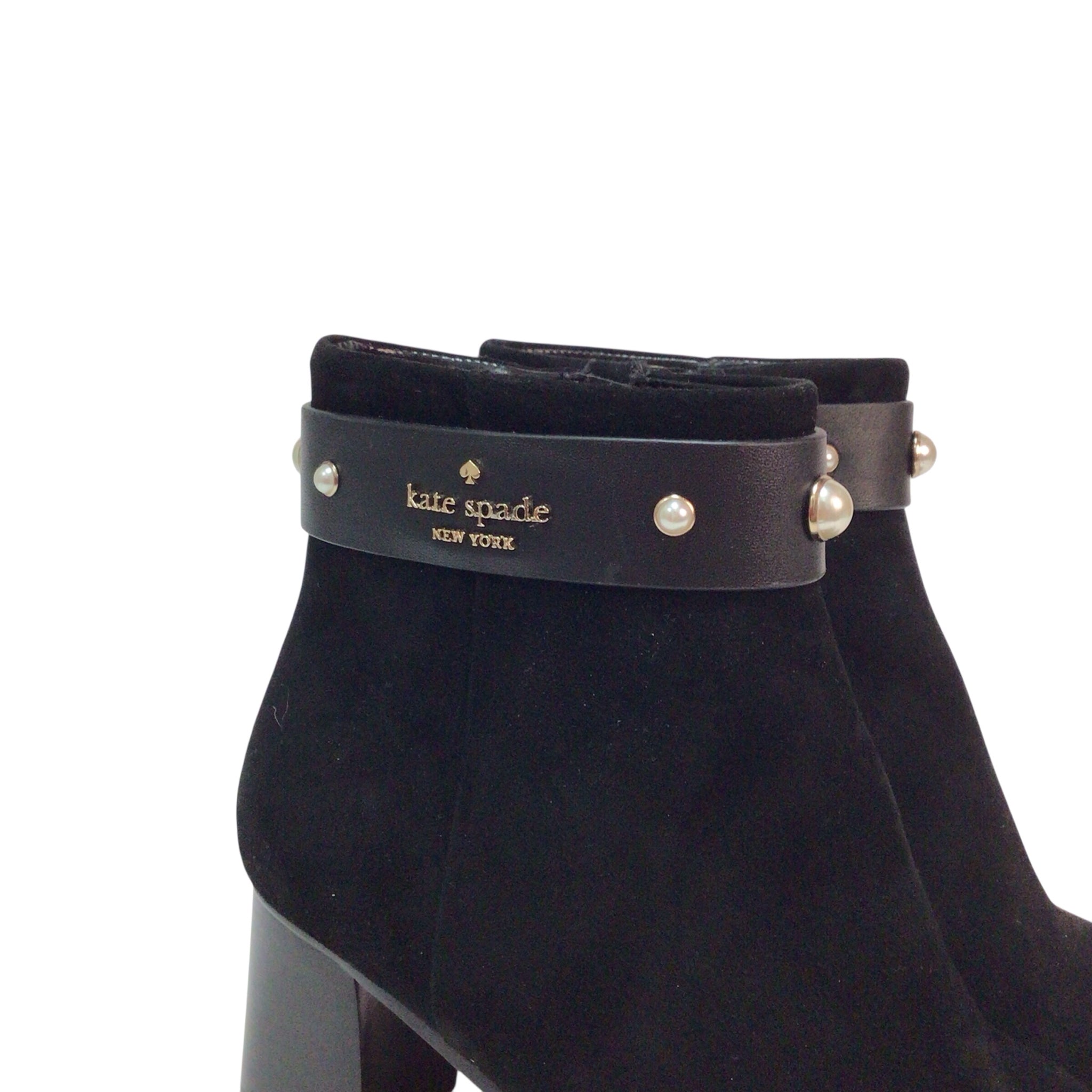 Kate Spade Morgan Pearl Black Suede Boots Size 6
