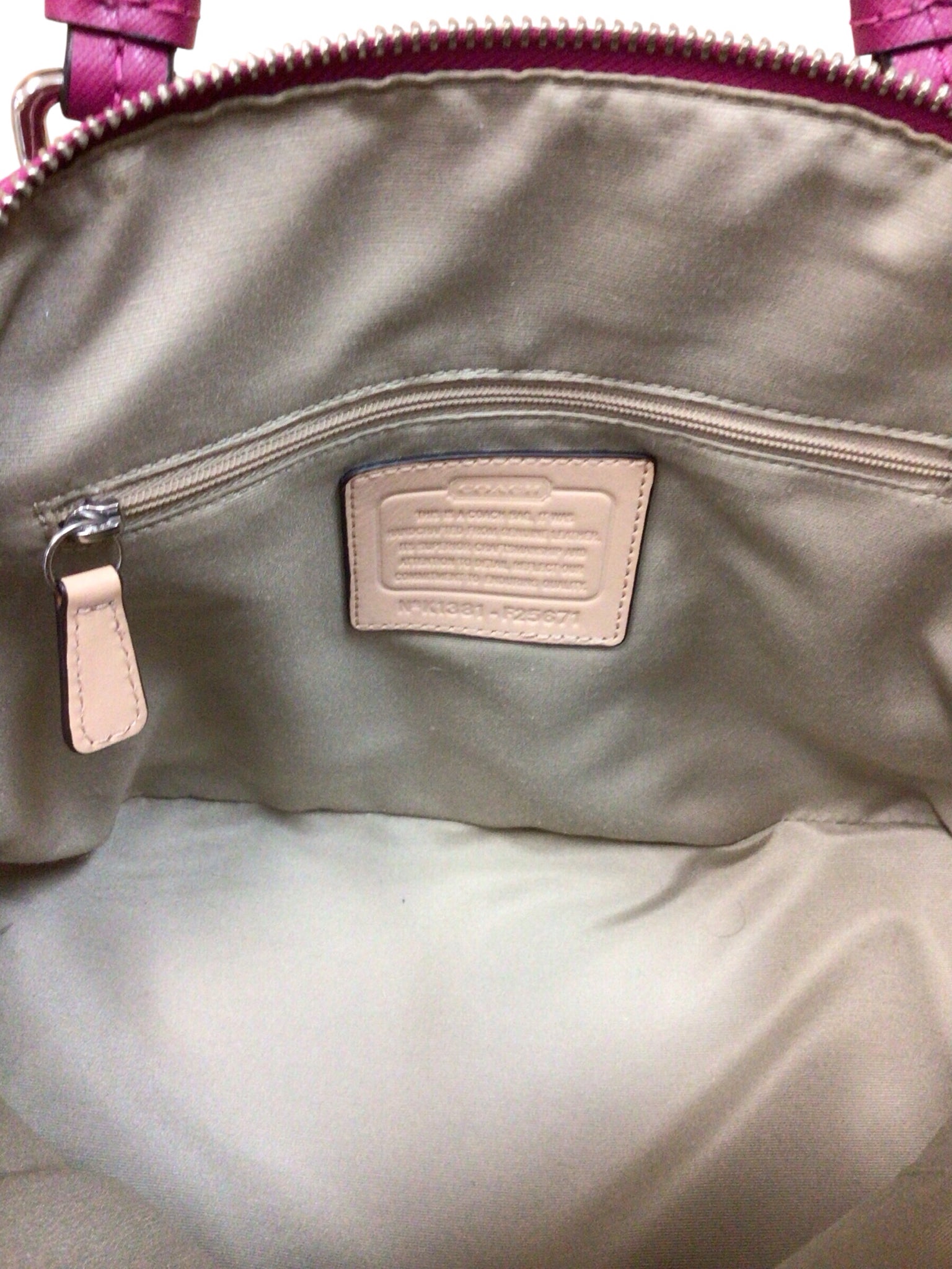 Coach F25671 "Peyton" Fuscia Leather Satchel