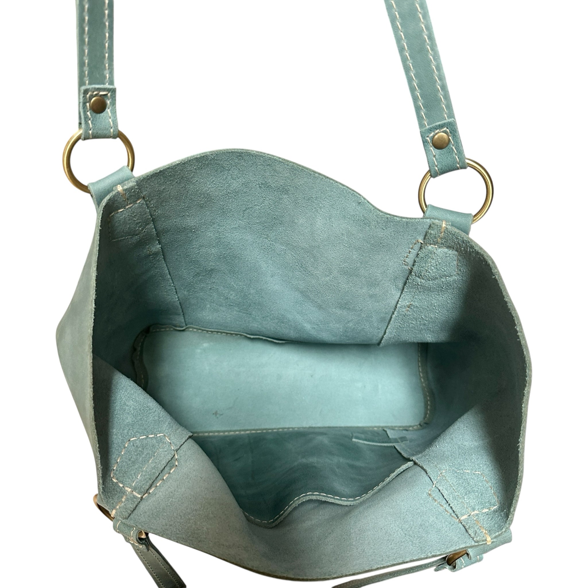 Portland Leather Light Blue Market Tote Bag