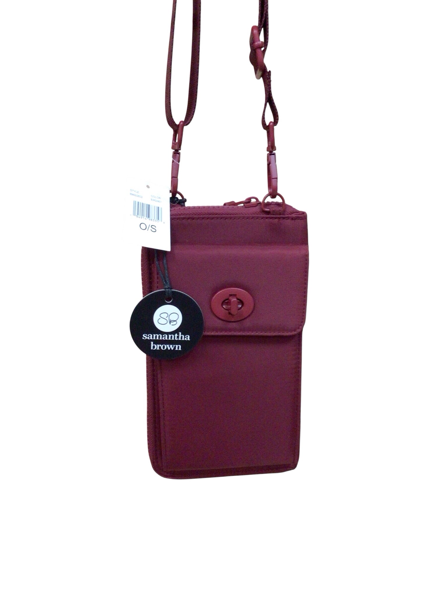Samantha Brown "To-Go Phone" Burgundy Nylon Crossbody Bag
