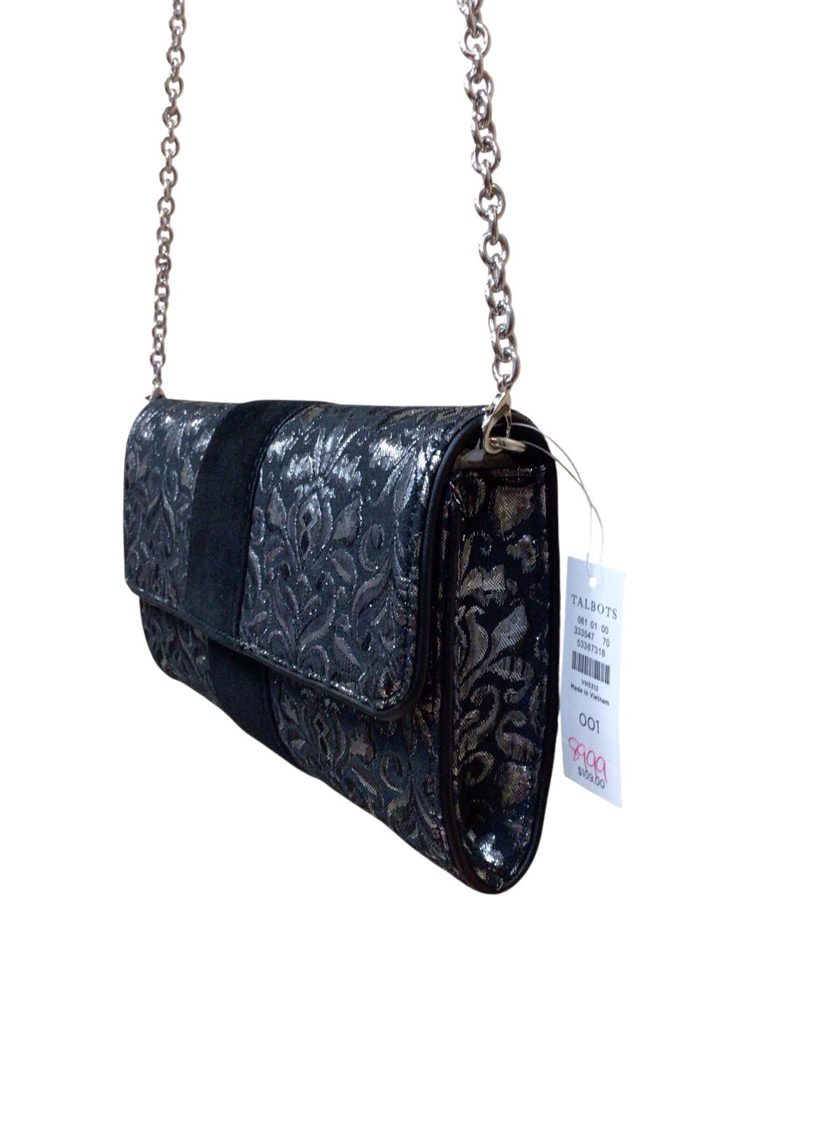 Talbots Black & Silver Crossbody Bag NWT