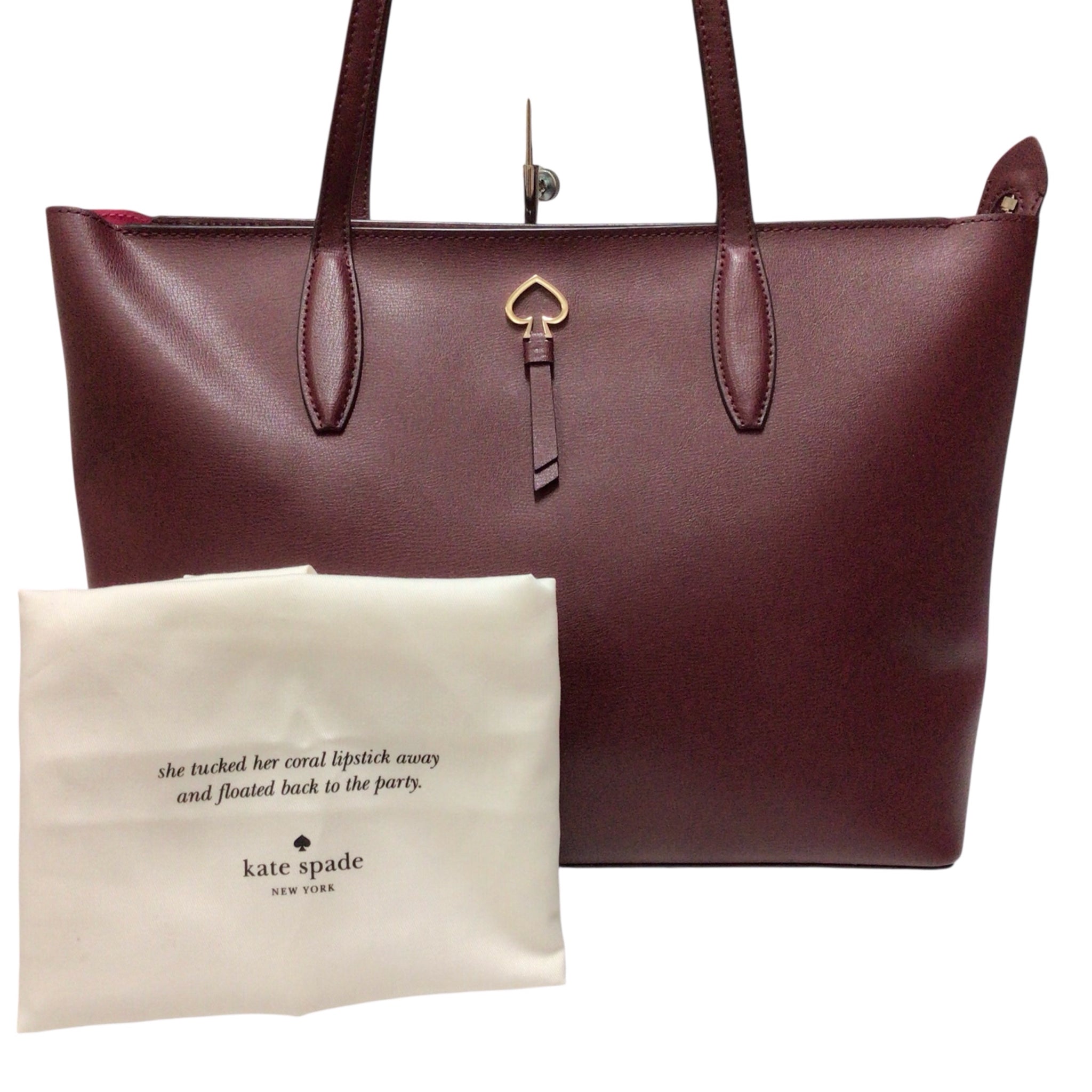 Kate Spade Adel Large Leather Tote Handbag Cherrywood