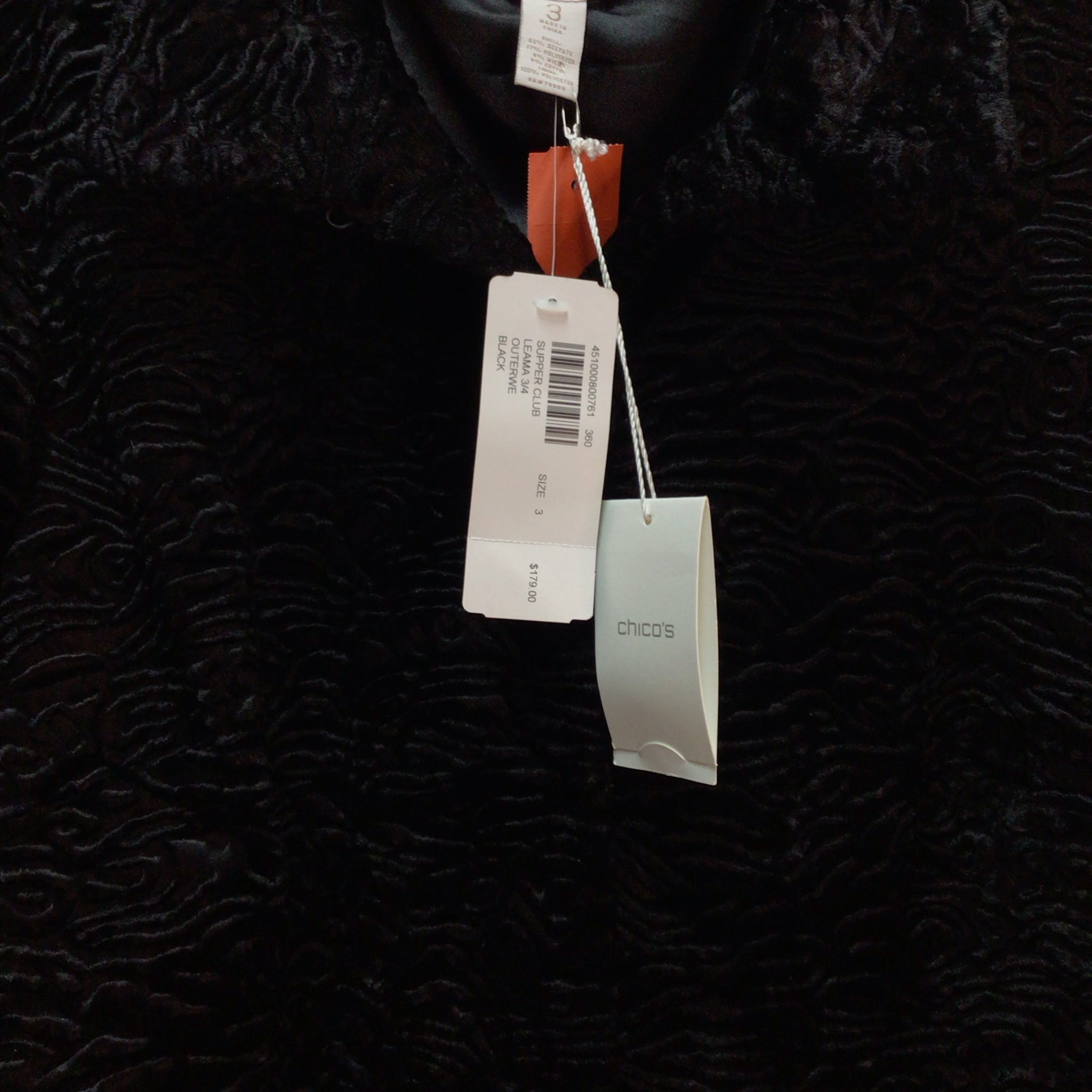 Chicos Size XL Black Jacket NWT