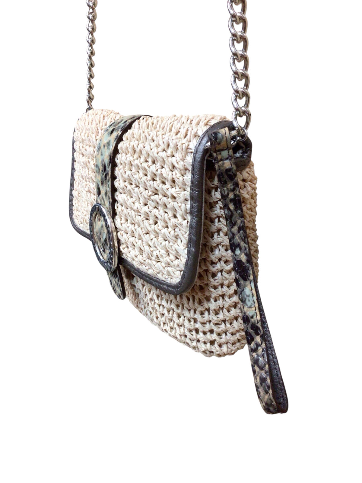Brighton Mini Straw & Leather Wristlet Crossbody Bag