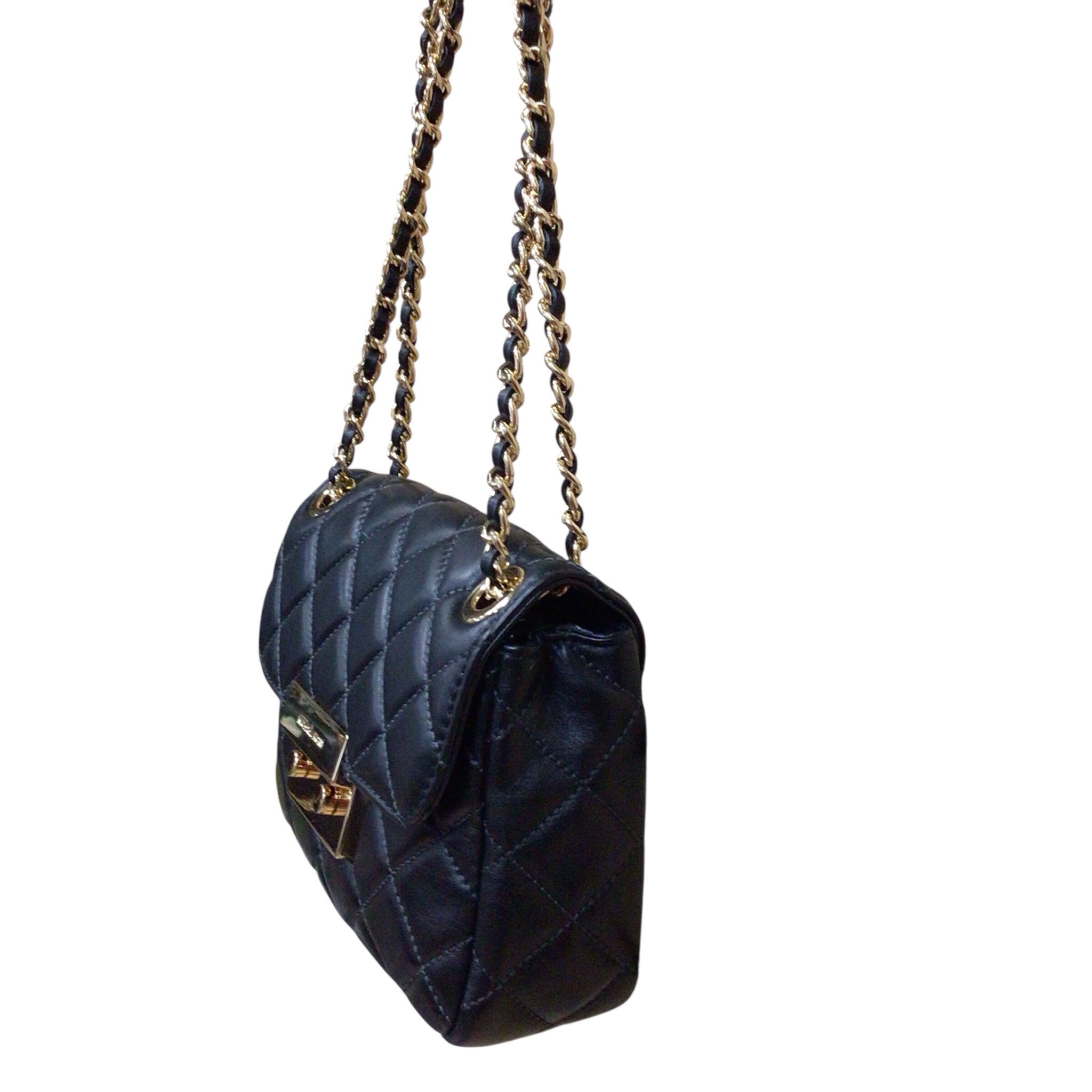 Michael Kors "Sloan" Small Quilted Black Leather Shoulder Bag