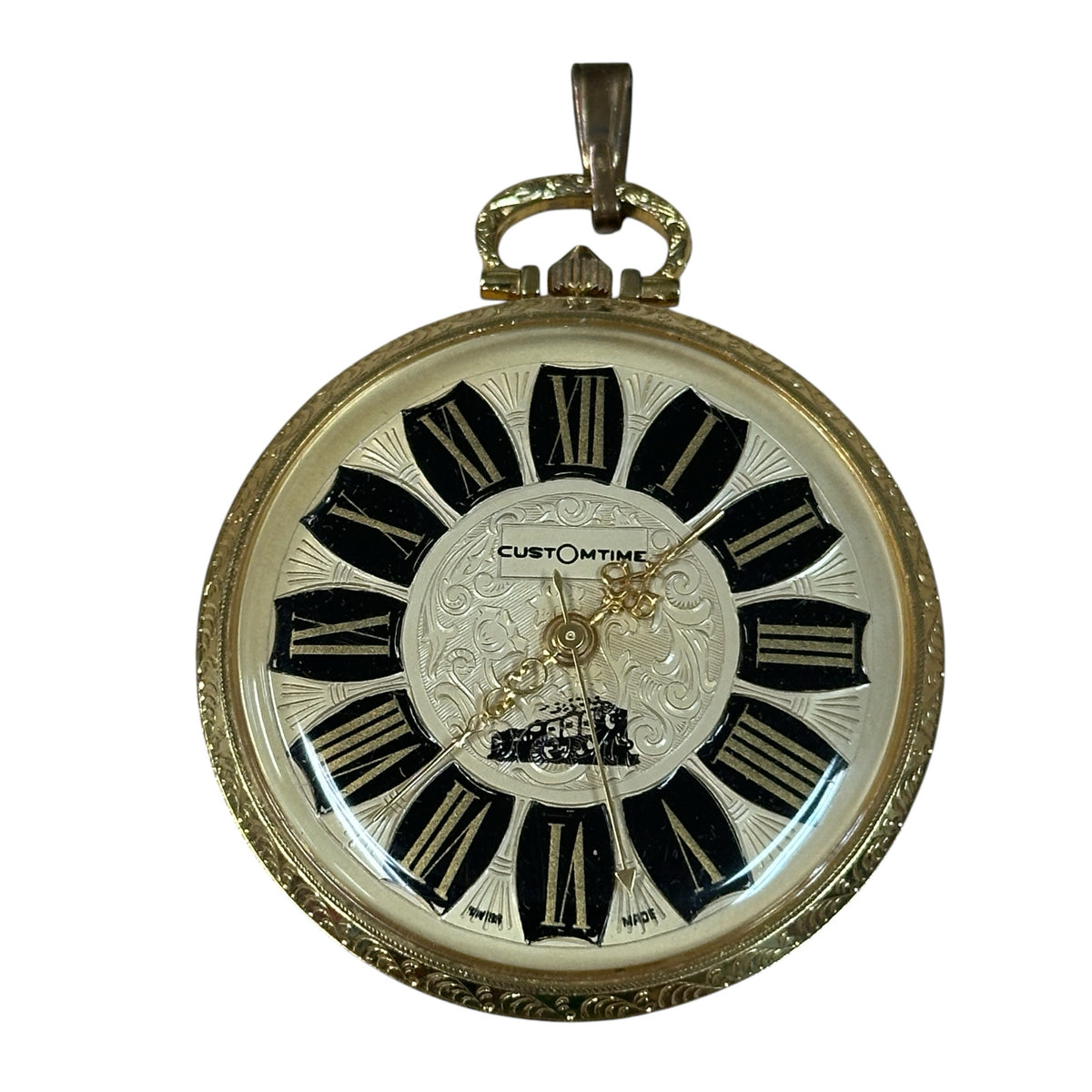 Vintage Customtime Gold-Tone Mechanical Pendant/Pocket Watch