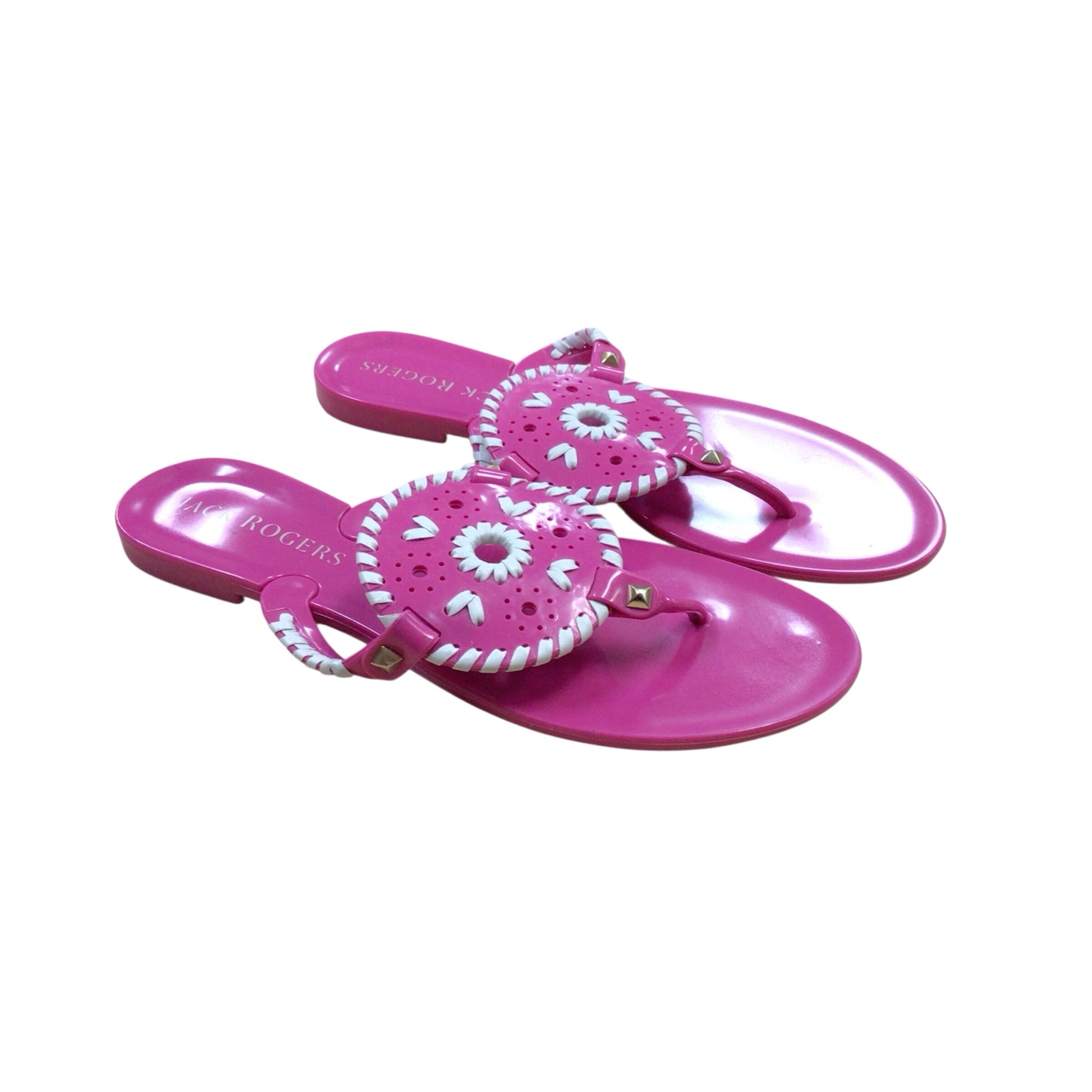 Jack Rogers Georgica Jelly Pink & White Sandals Size 8