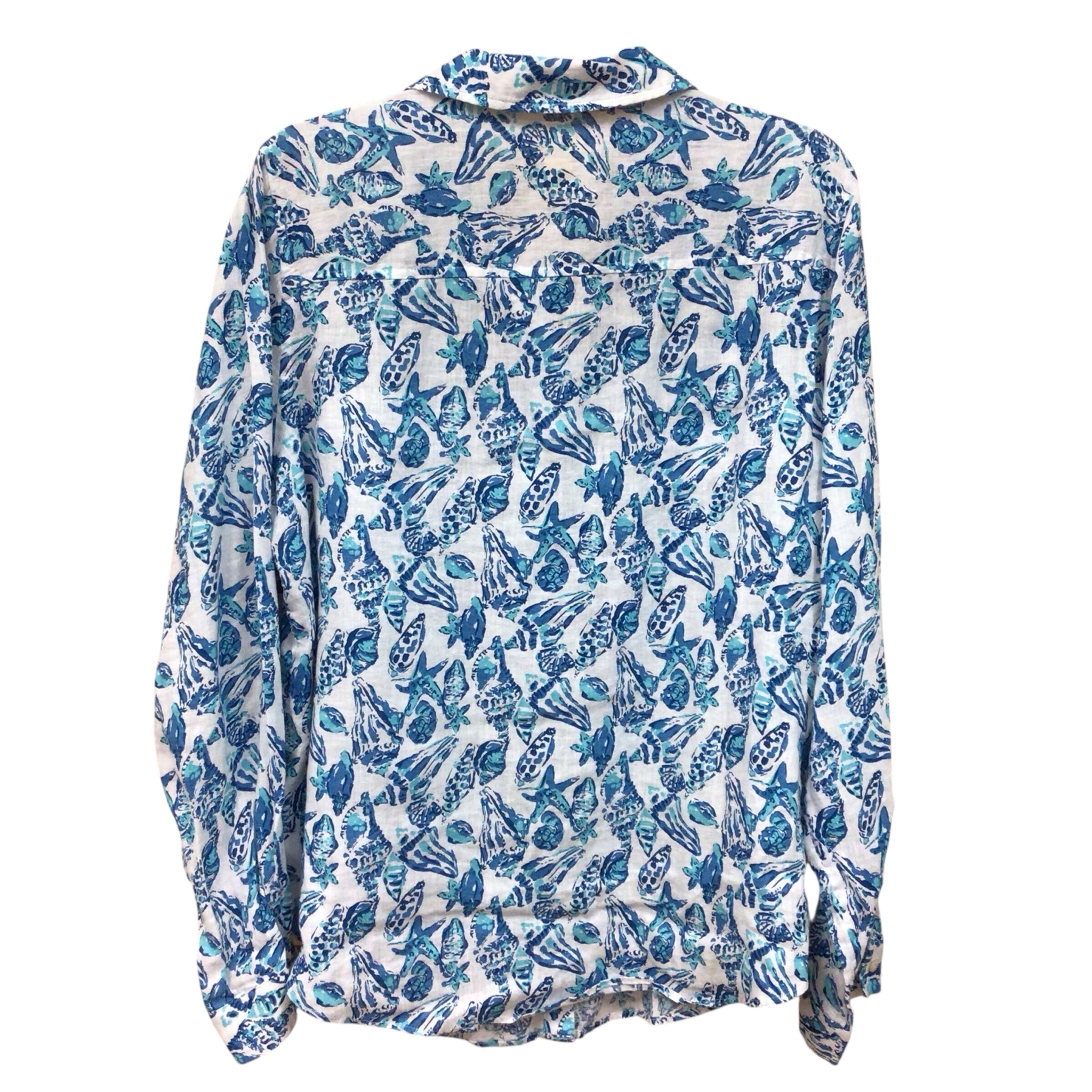 Lilly Pulitzer Sea View Long Sleeve Button Down Top Size XL
