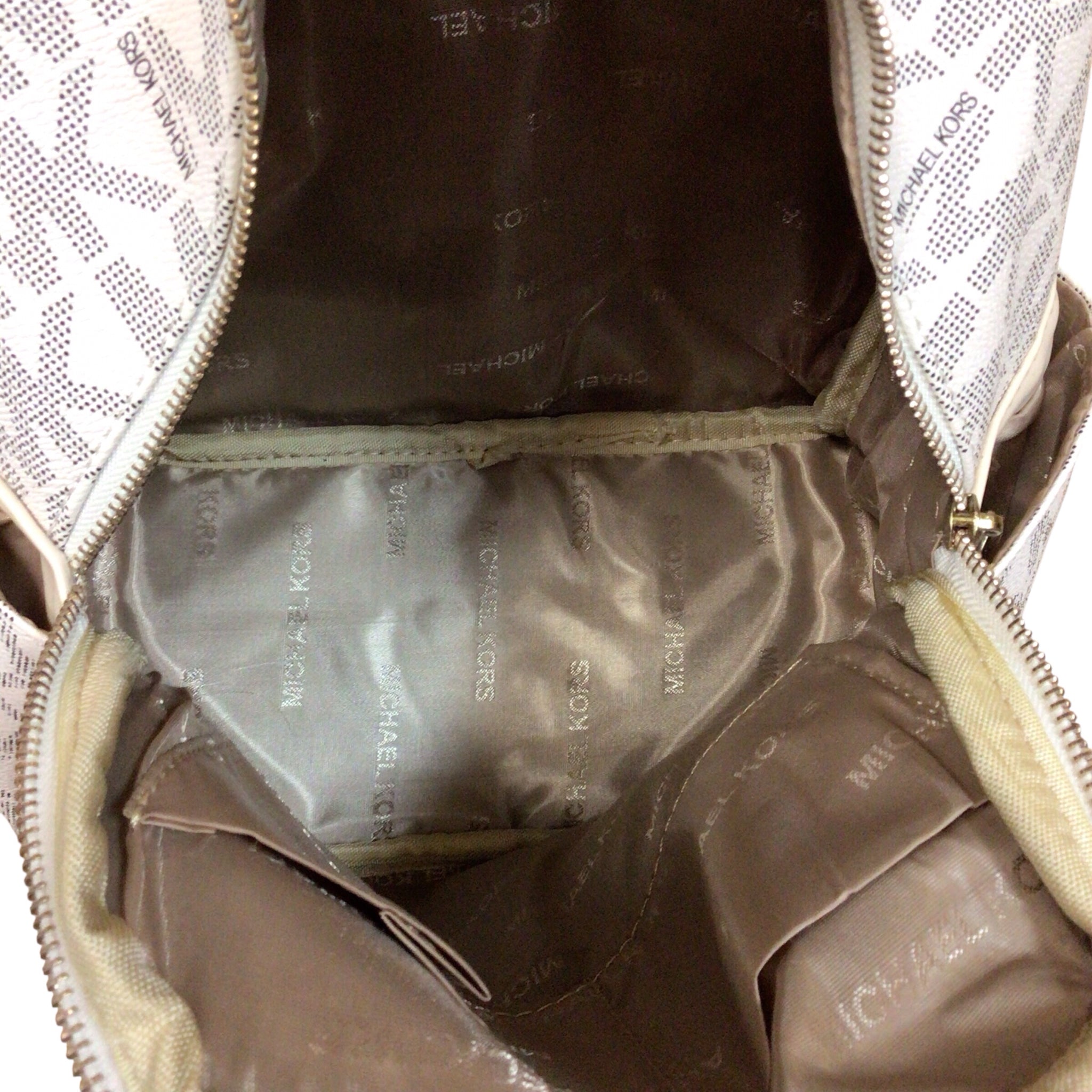 Michael Kors White Leather Signature Backpack