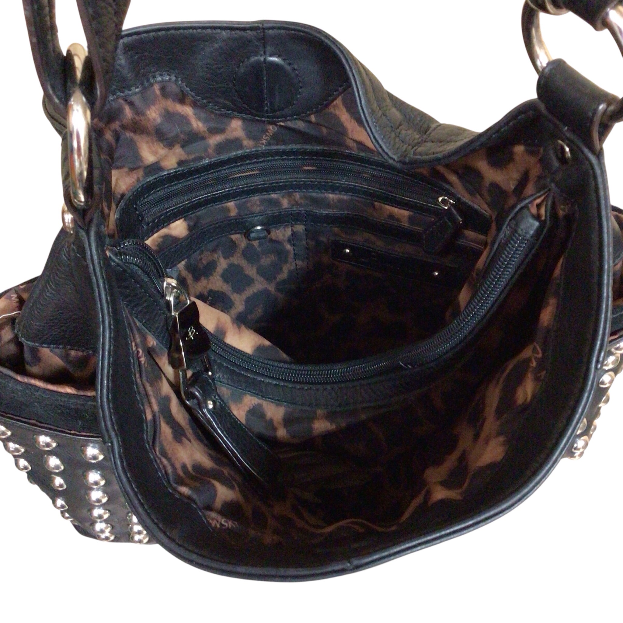B Makowsky Black Leather Shoulder Bag