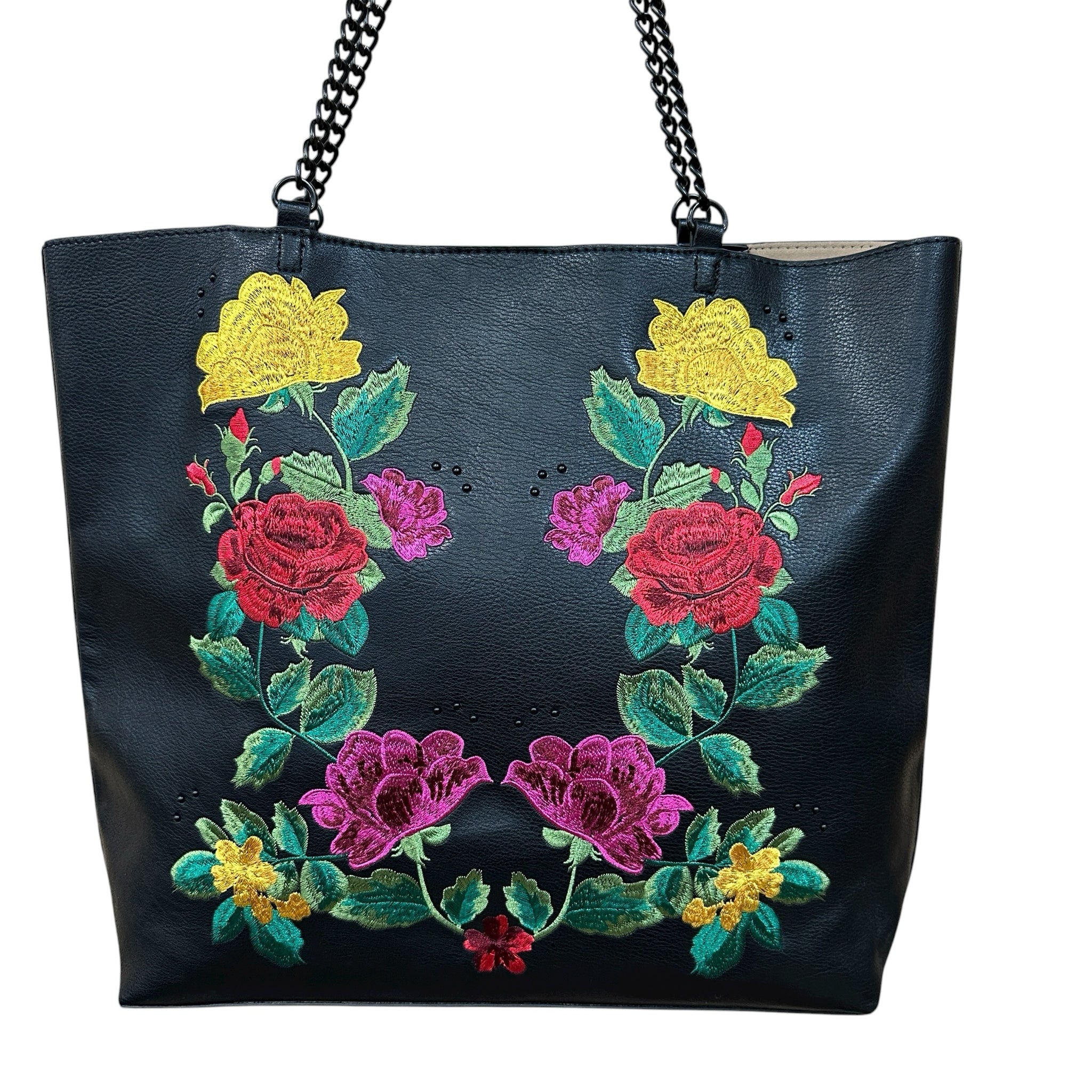 Gianni Bini Black Floral Tote Bag