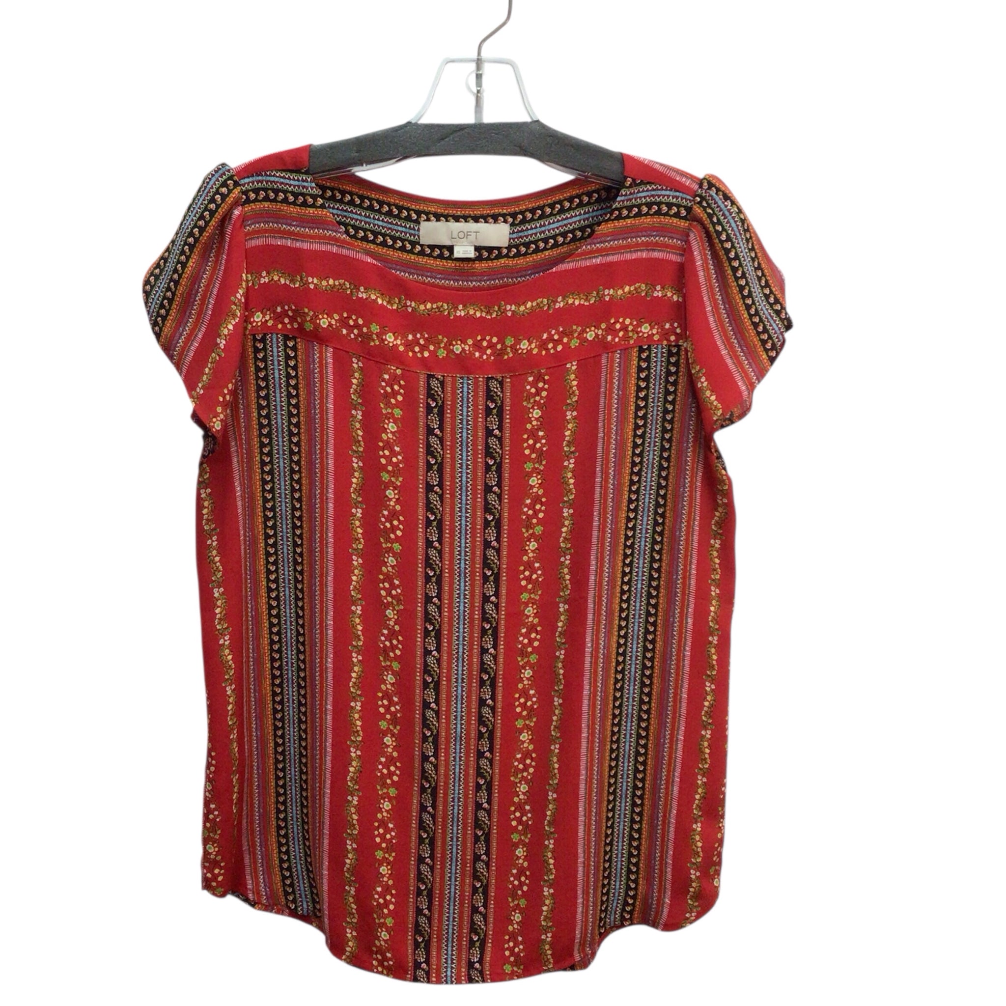 Loft Red Yellow Short Sleeve Top Size XS