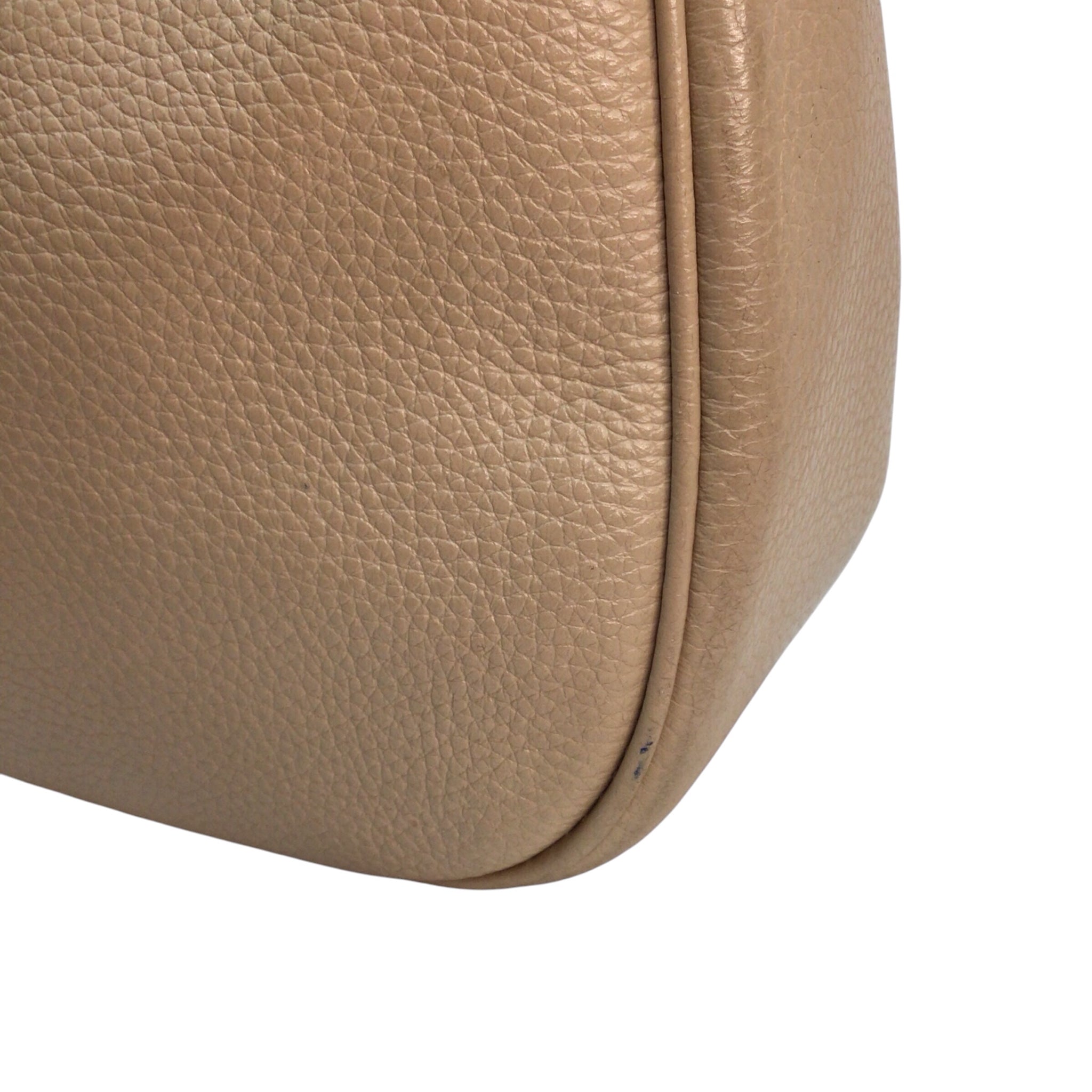 Coach Pebbled Leather Beige Shoulder Bag