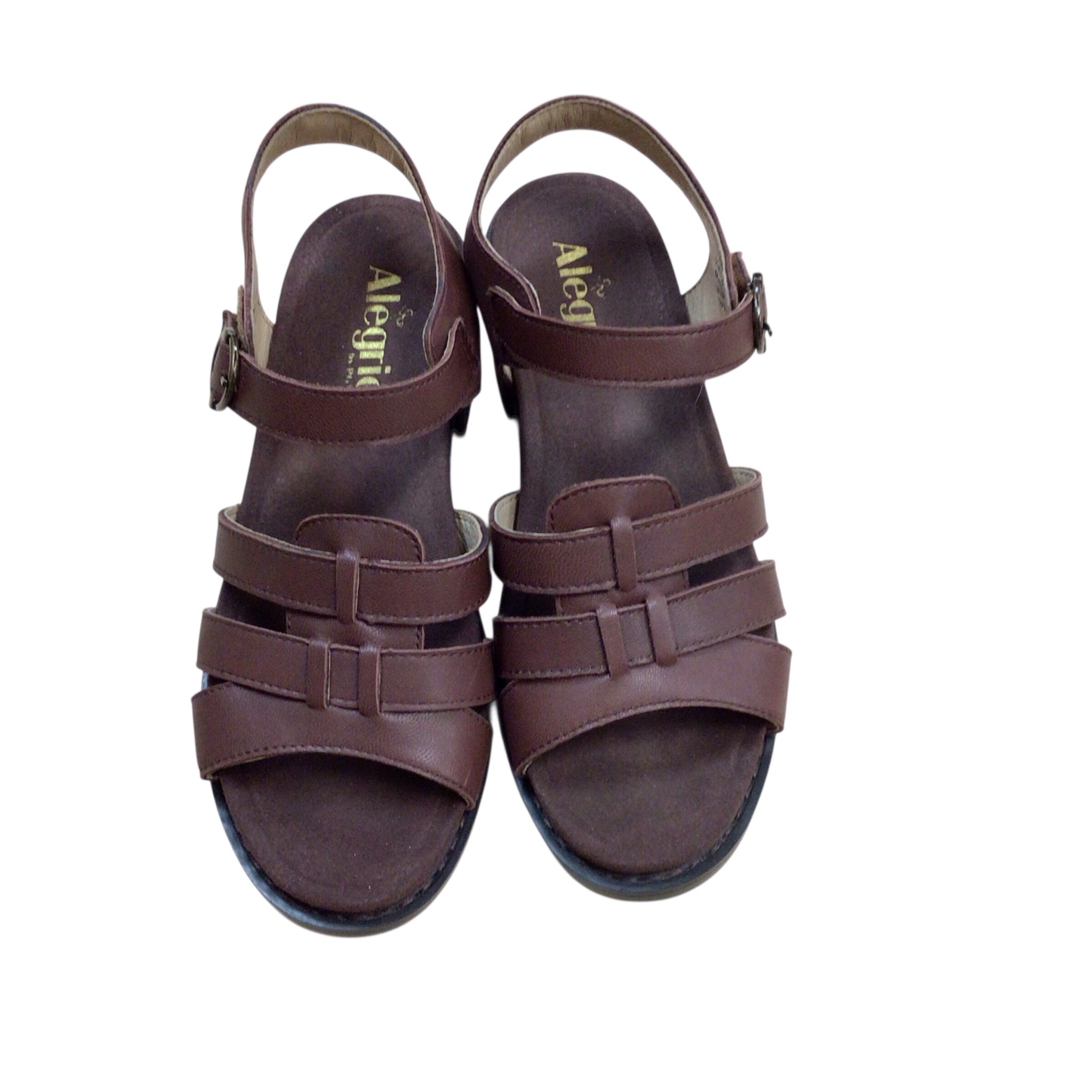 Alegria "Tasia" Mocha Leather Sandals Size 6