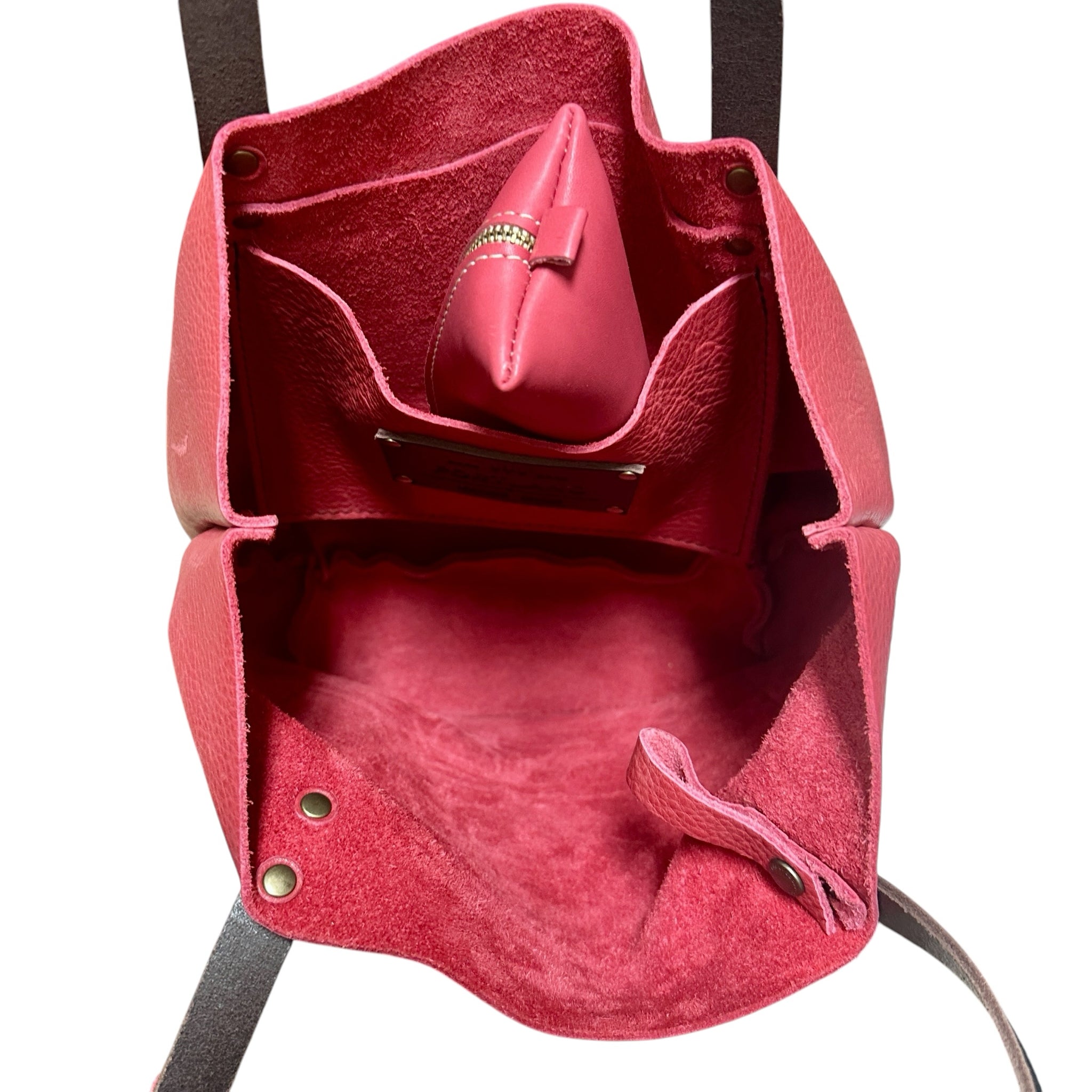 Portland Leather Classic Red Pebbled Leather Tote Bag with Case