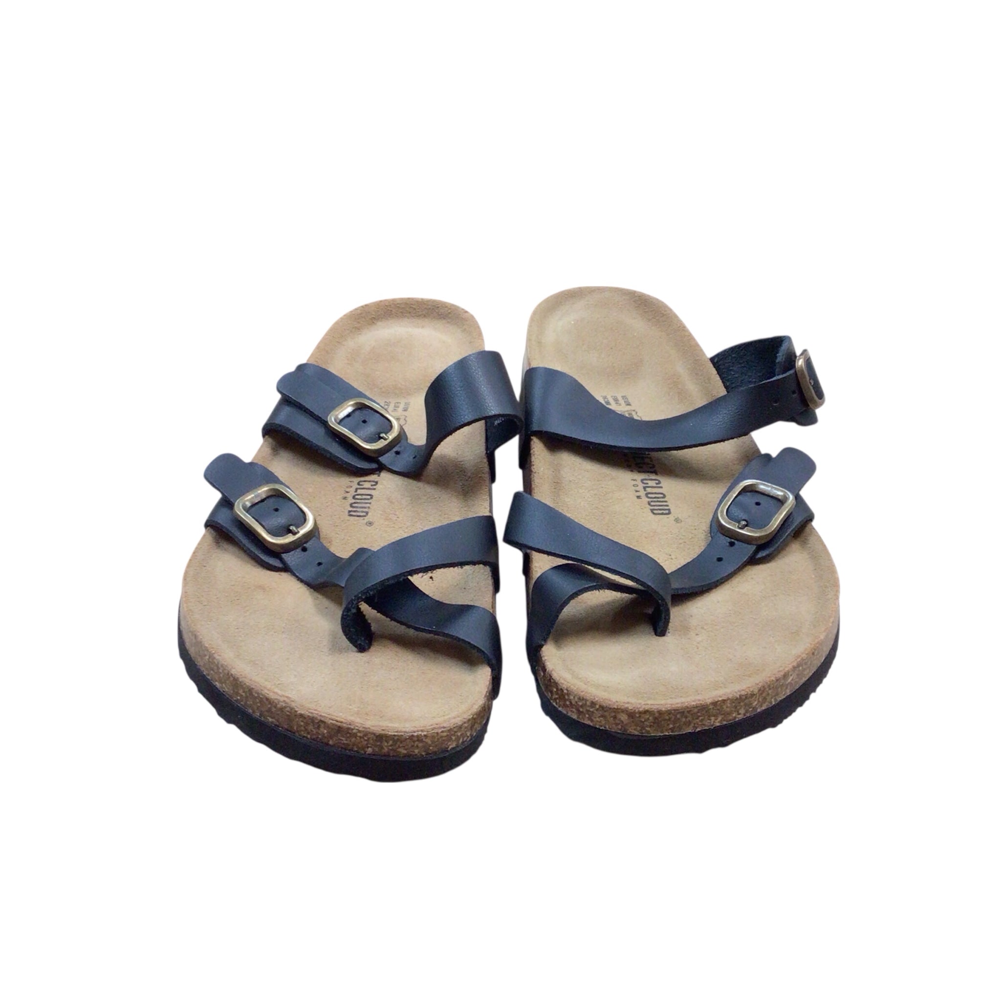 Project Cloud "Lian" Leather & Suede Black Sandals Size 10W