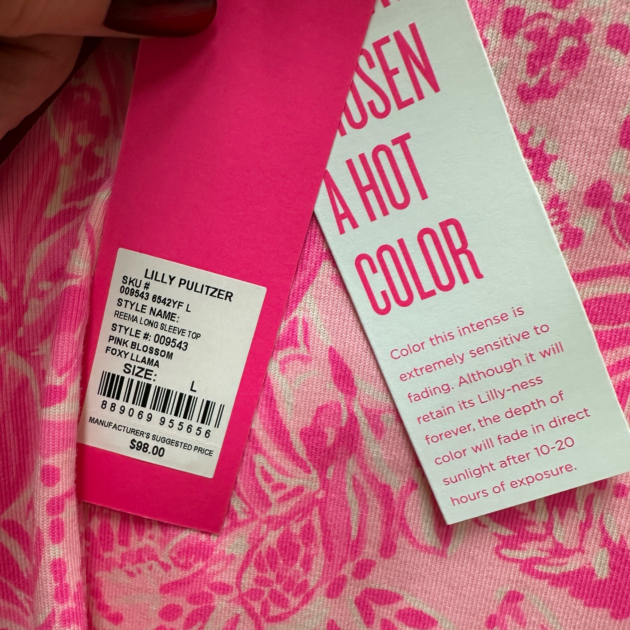 Lilly Pulitzer Reema Long Sleeve Top Pink Blossom Size Large NWT