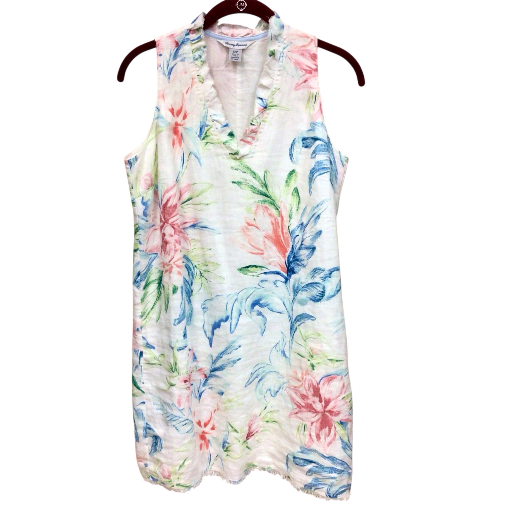 Tommy Bahama Sleeveless White Floral Dress Size Petite Small