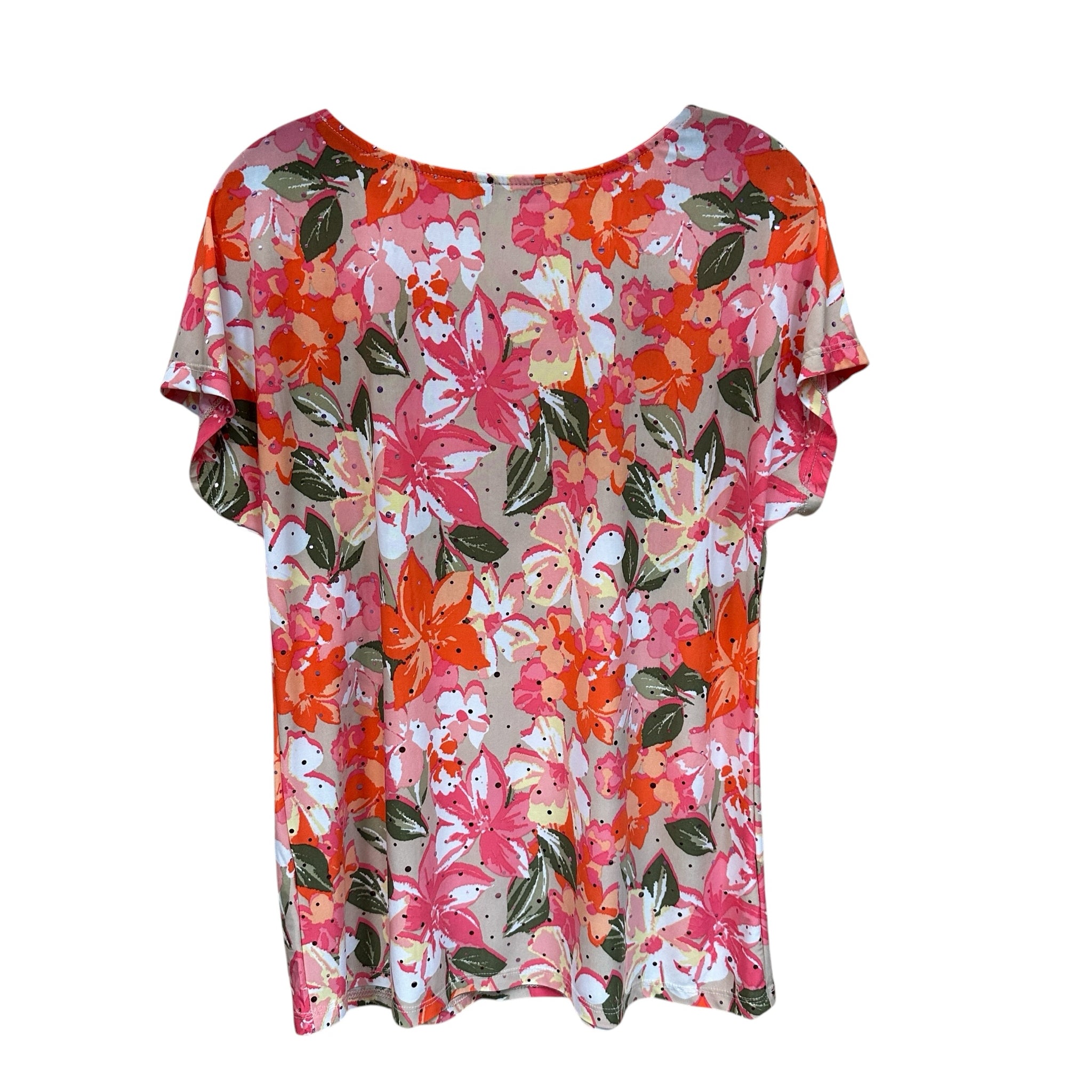 Emily Daniels Floral Embellished Short Sleeve Top Size Medium