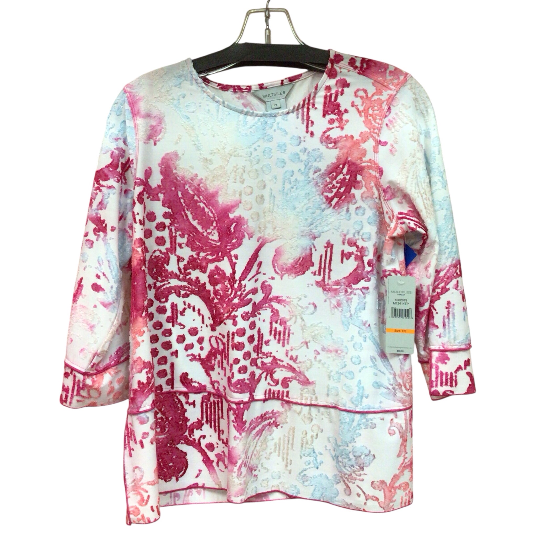 Multiples Colorful 3/4 Sleeve Top Size Petite NWT
