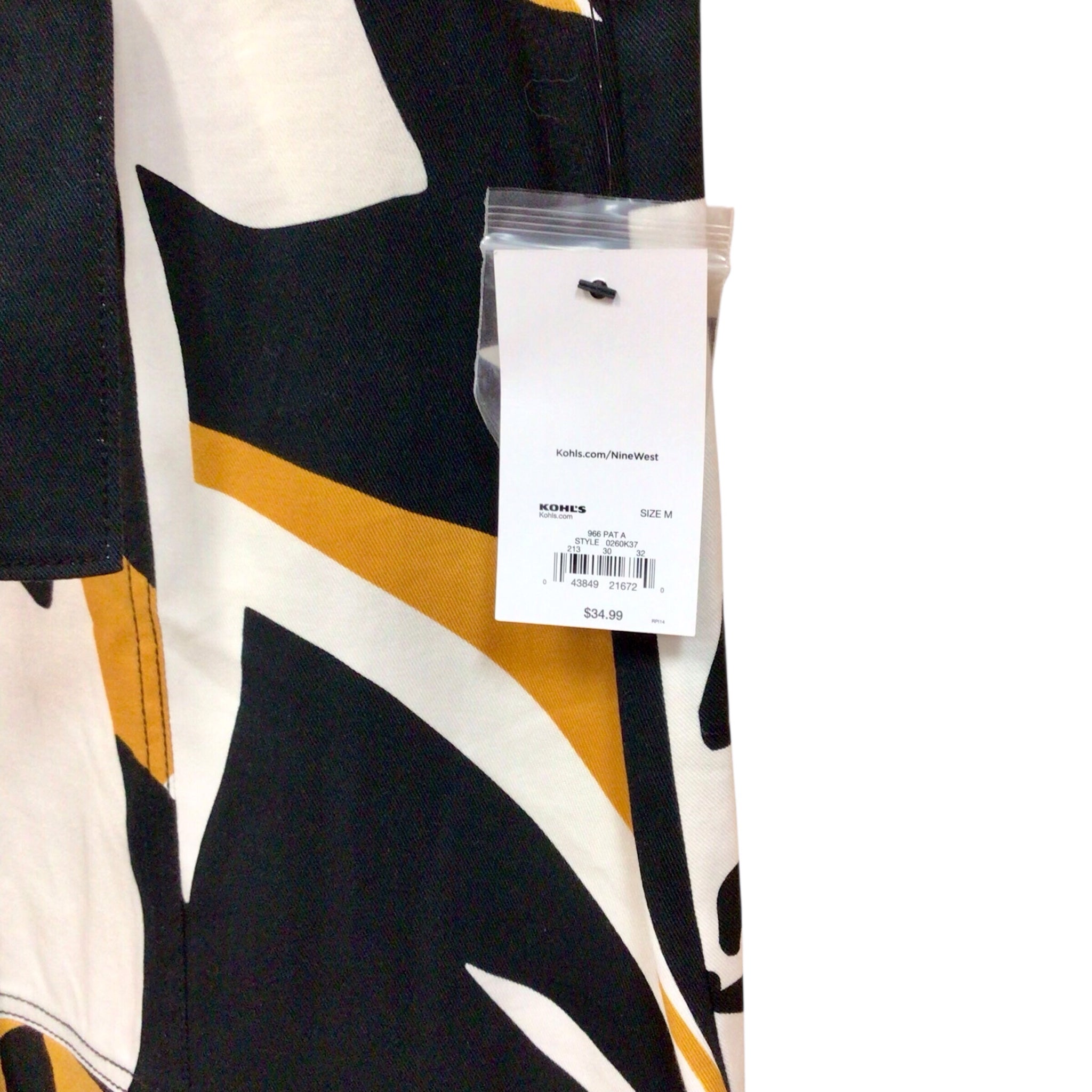 Nine West Black White & Yellow Skirt Size Medium NWT