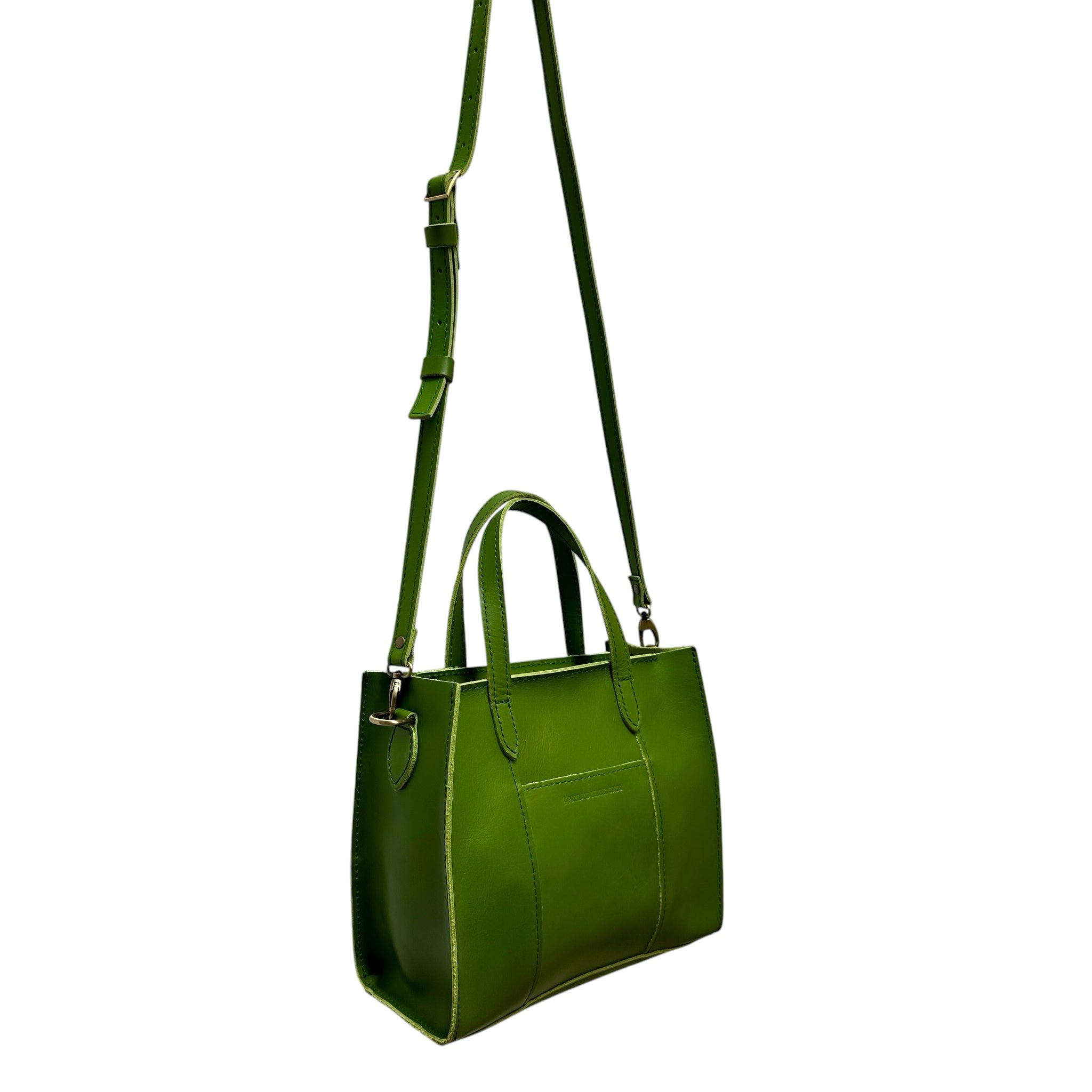 Portland Leather Green Lola Crossbody Zipper Tote Bag