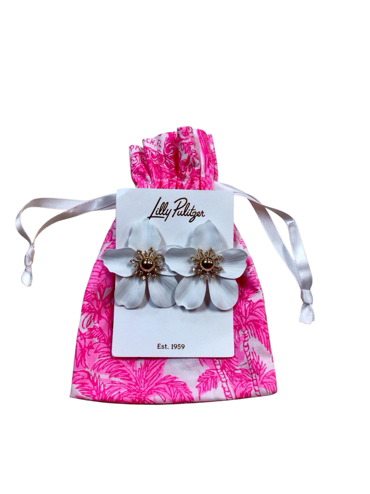 Lilly Pulitzer Oversized White Orchid Earrings NWT