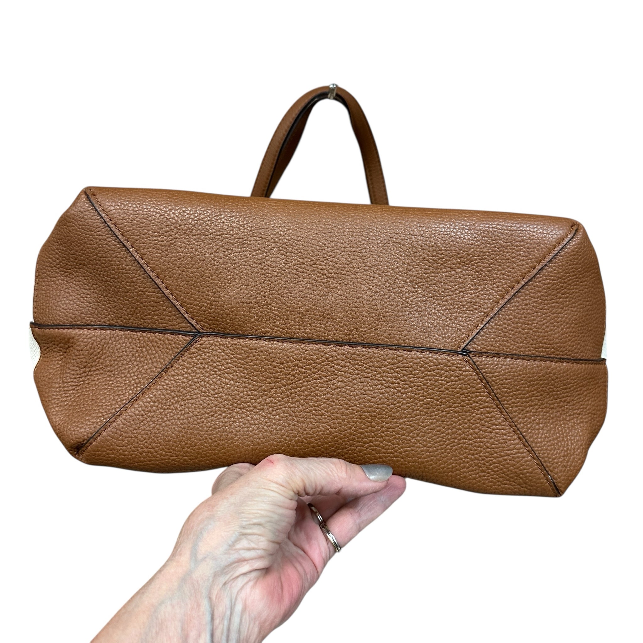 Michael Kors "East West" Striped Leather & Canvas Tote Bag