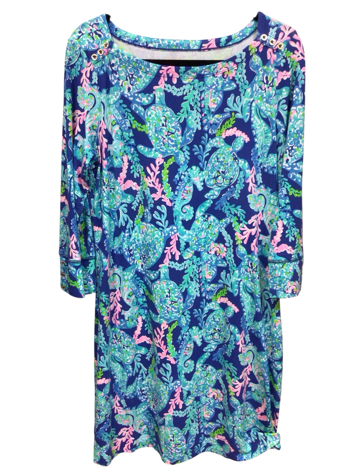 Lilly Pulitzer "Sophie" 3/4 Sleeve "Turtle Villa" Dress Size Large