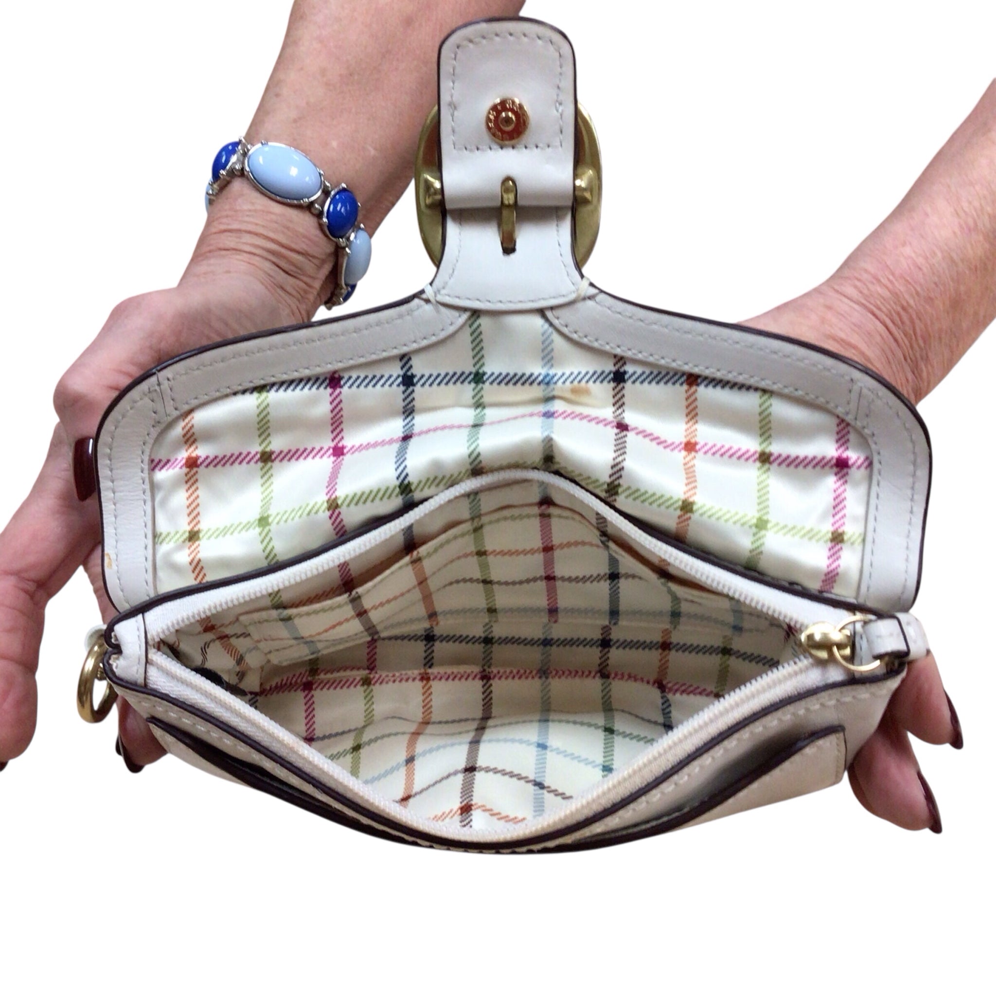 Coach White Bleecker Buckle Wristlet