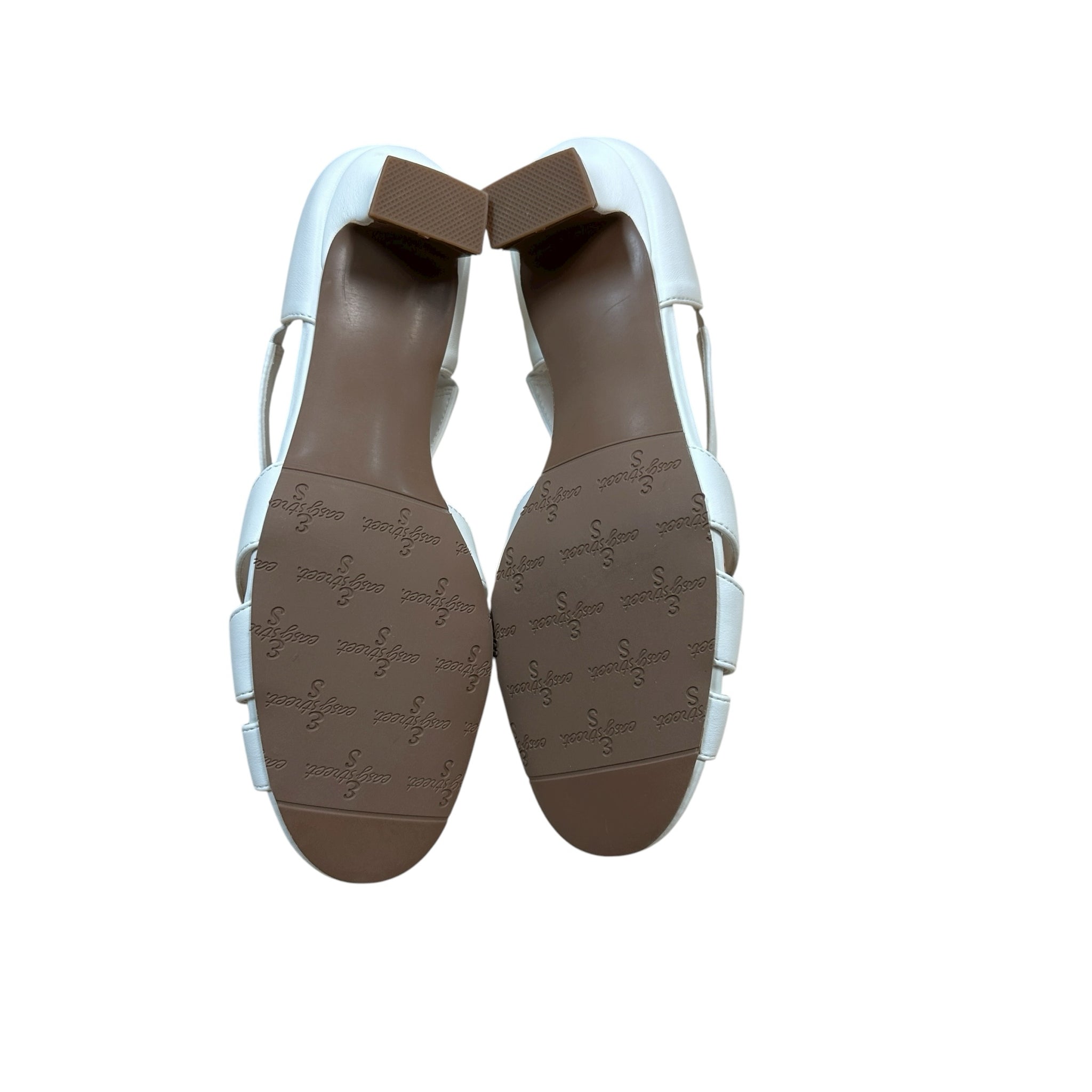 Easy Street White "Essie" Heel Sandals Size 6.5 N