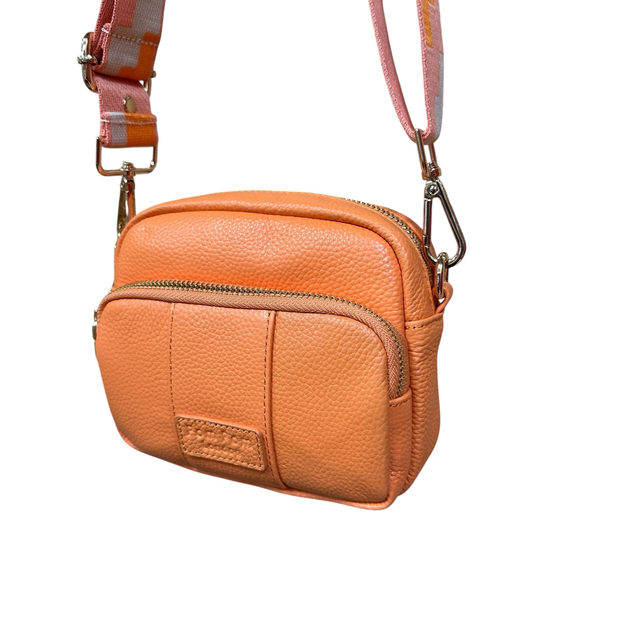 Pom Pom London "Mango Tango" 100% Leather Crossbody Bag