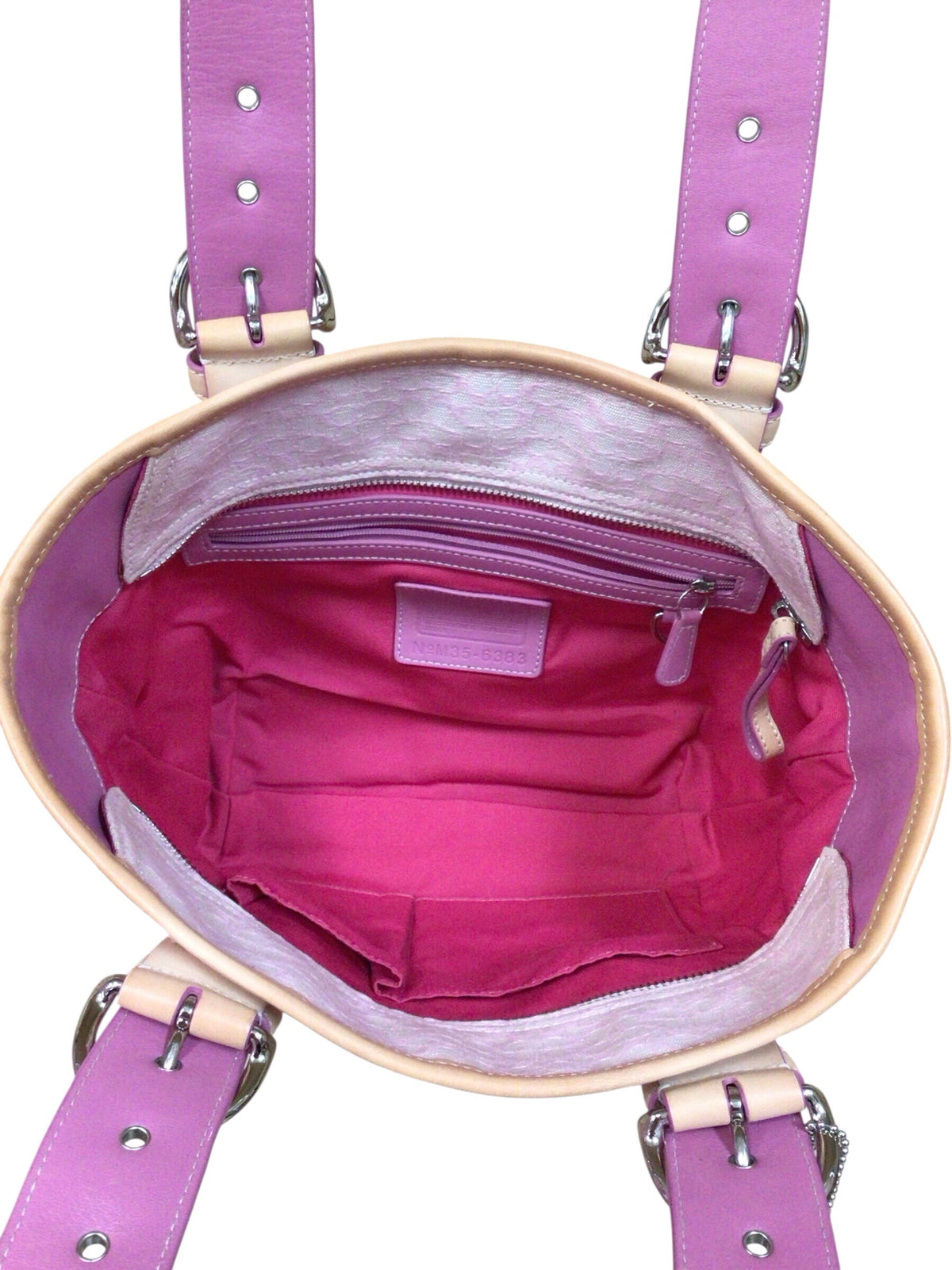 Coach 6383 Vintage Signature Canvas Pink & White Tote