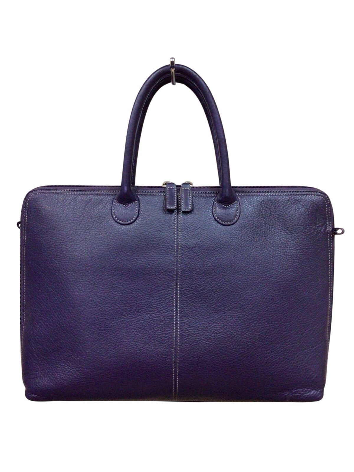 Levenger Purple Pebbled Leather Expandable Briefbag