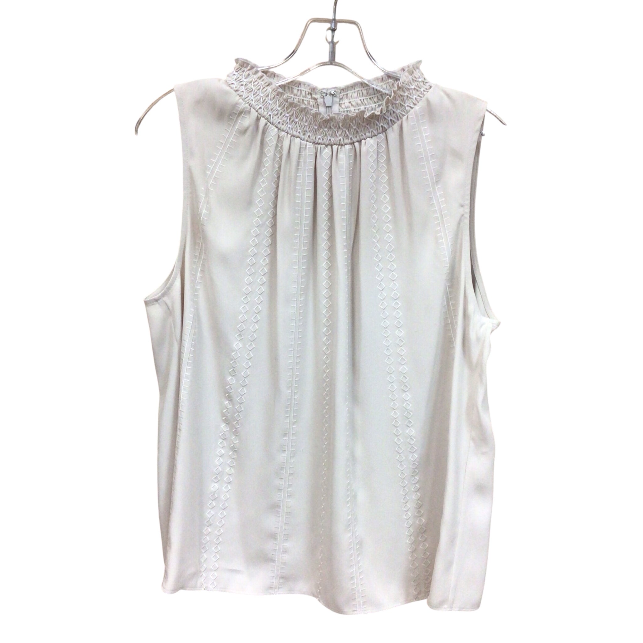 White House Black Market Tan Sleeveless Embroidered Top Size Medium