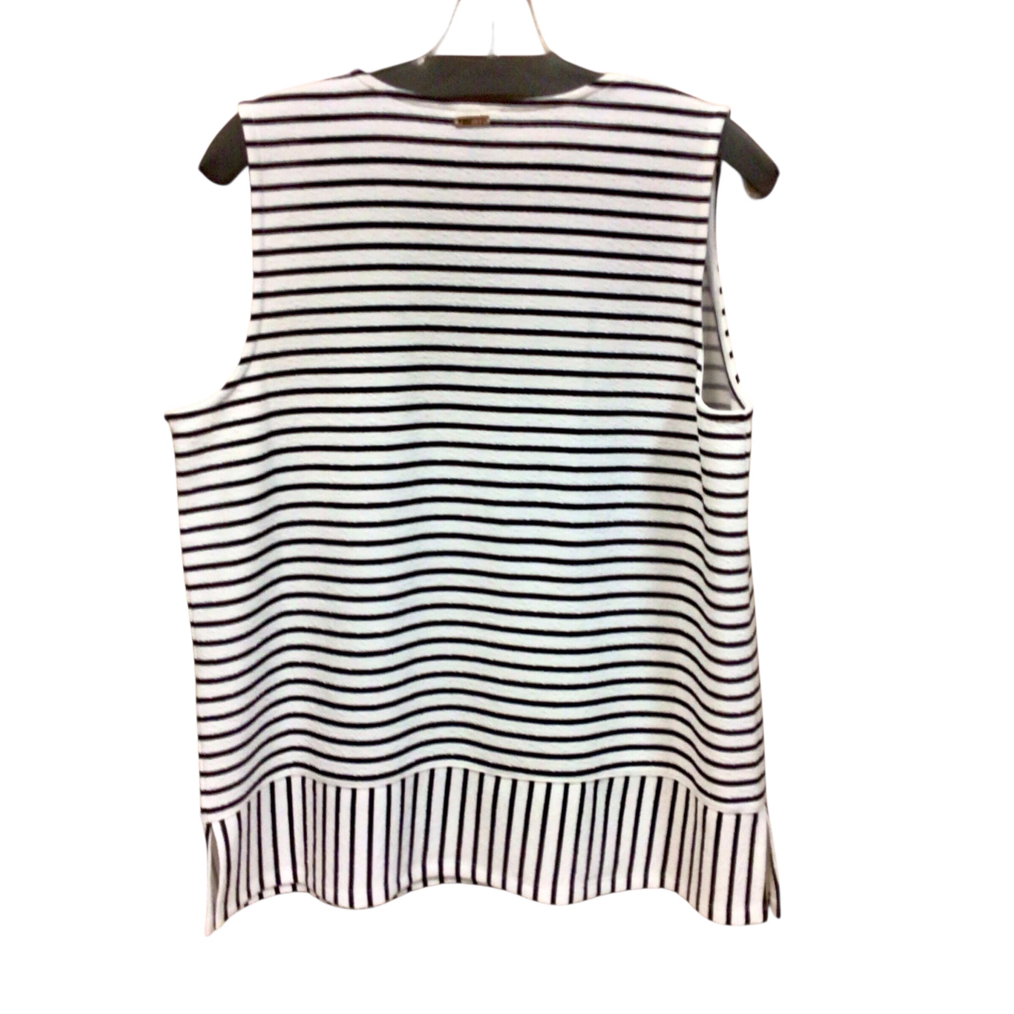 Jones New York Black & White Striped Sleeveless Top Size Medium