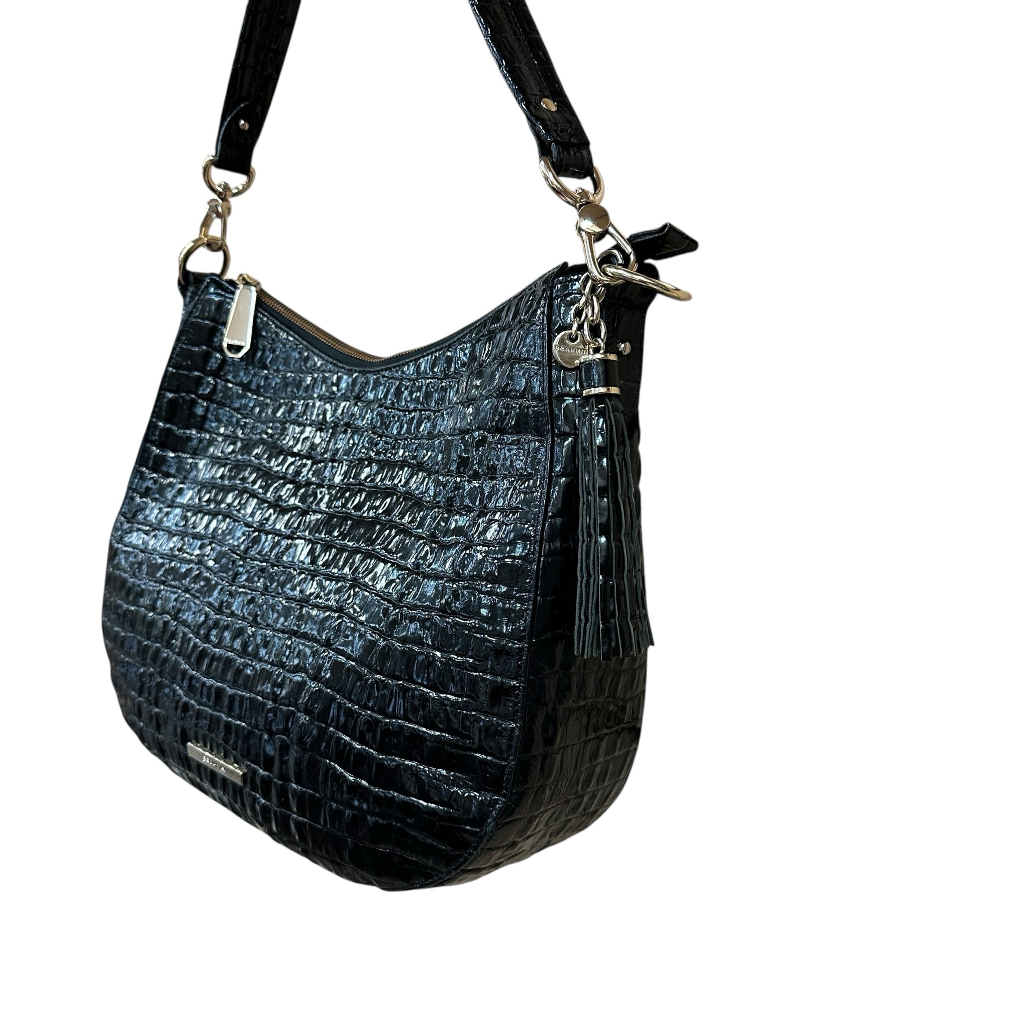 Brahmin "Kathleen" Black Leather Shoulder Bag