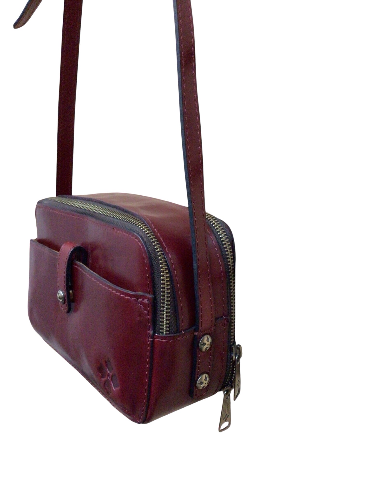 Patricia Nash "Alessa" Burgundy Leather Crossbody Bag