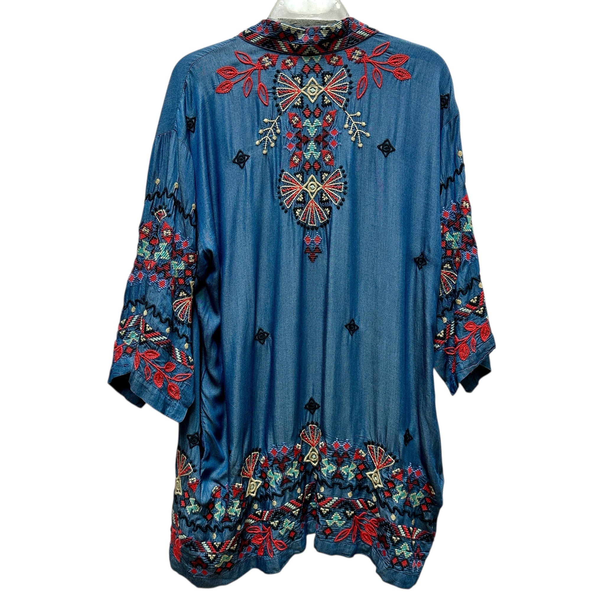 Johnny Was Workshop Blue Embroidered Kimono Size Medium