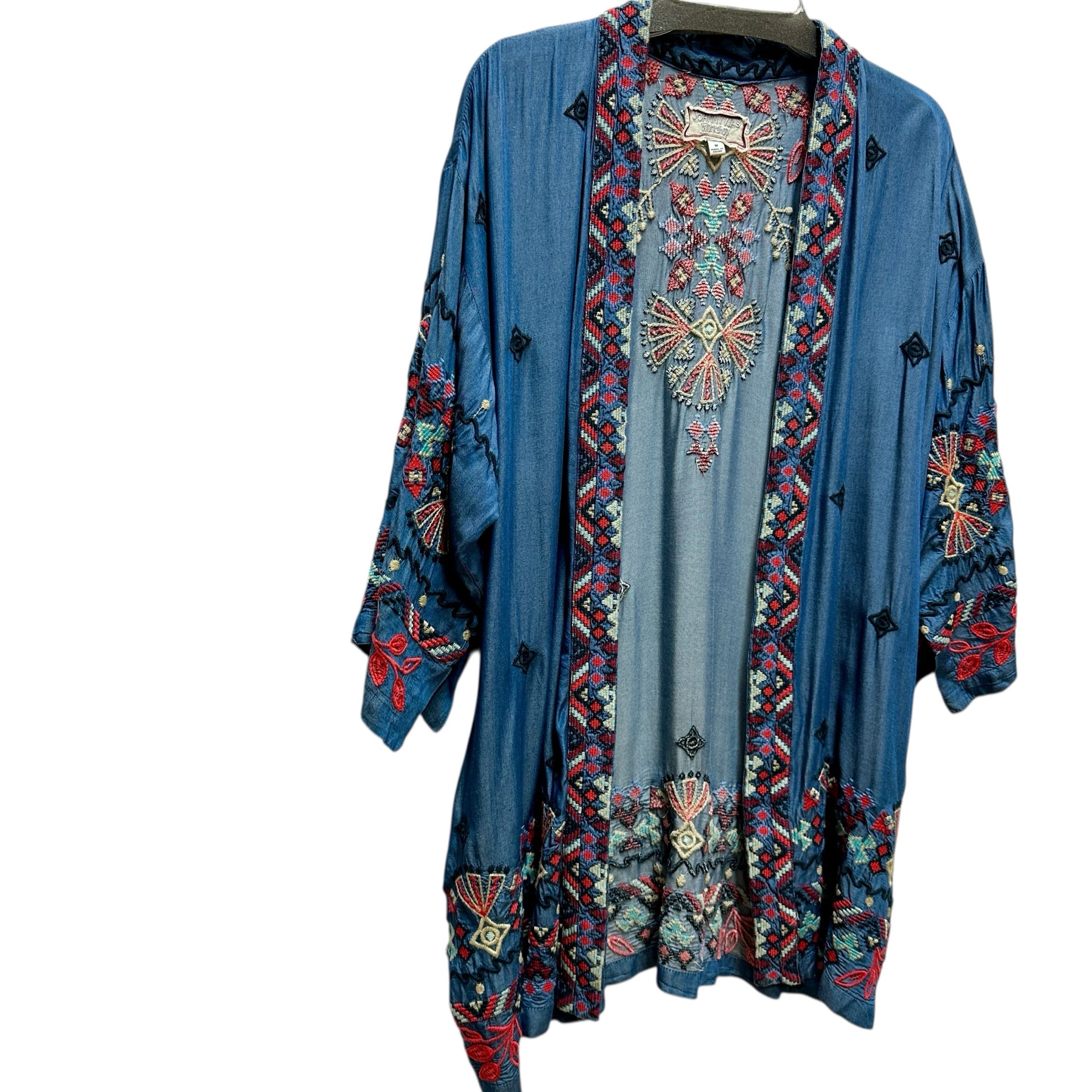 Johnny Was Workshop Blue Embroidered Kimono Size Medium