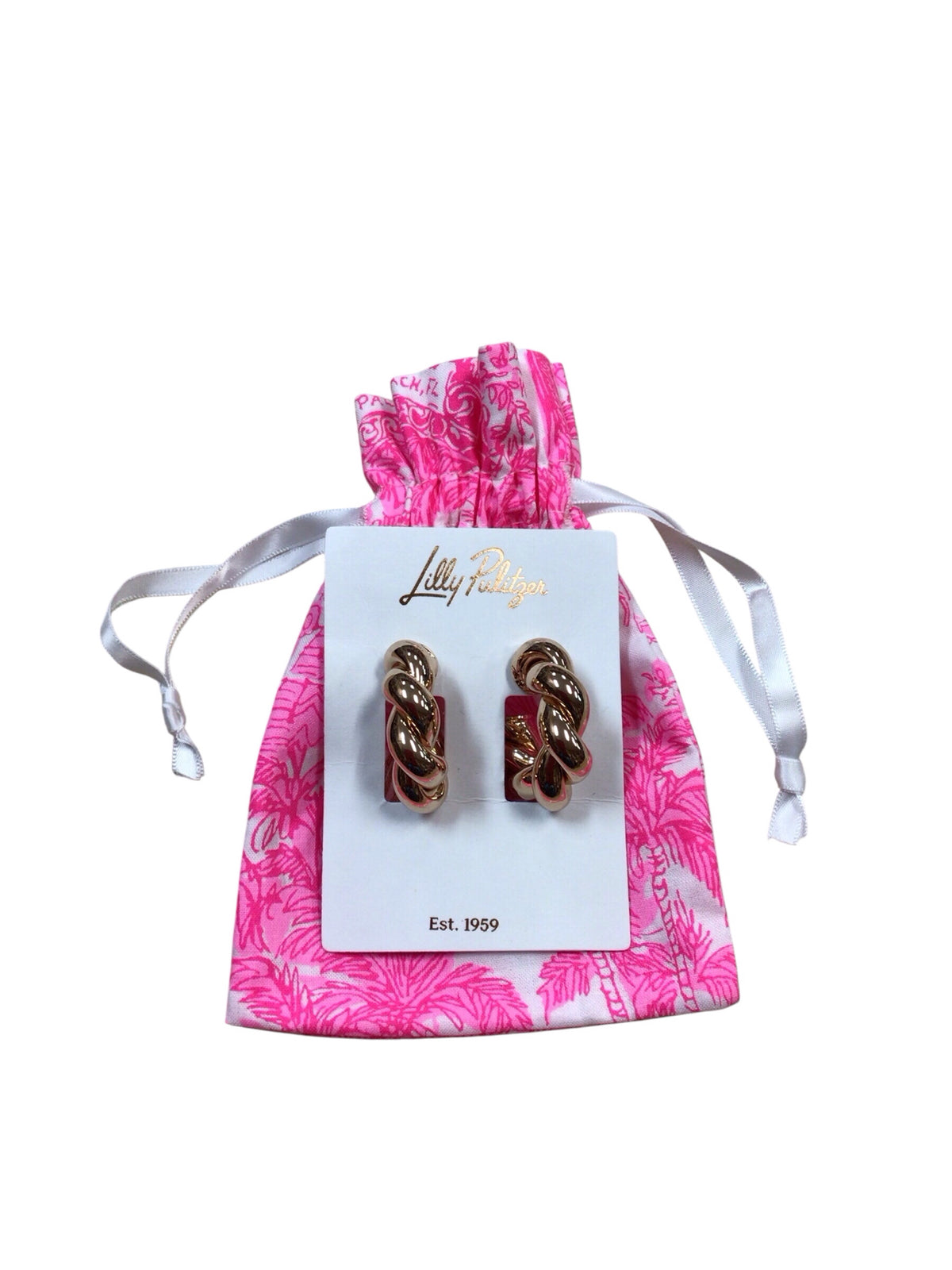 Lilly Pulitzer "Island Escape" Gold Braided Hoop Earrings NWT