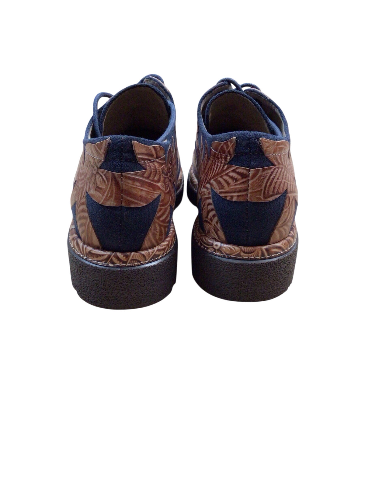 L'Artiste "Jigsaw" Navy & Brown Lace Up Oxford Shoes Size 7