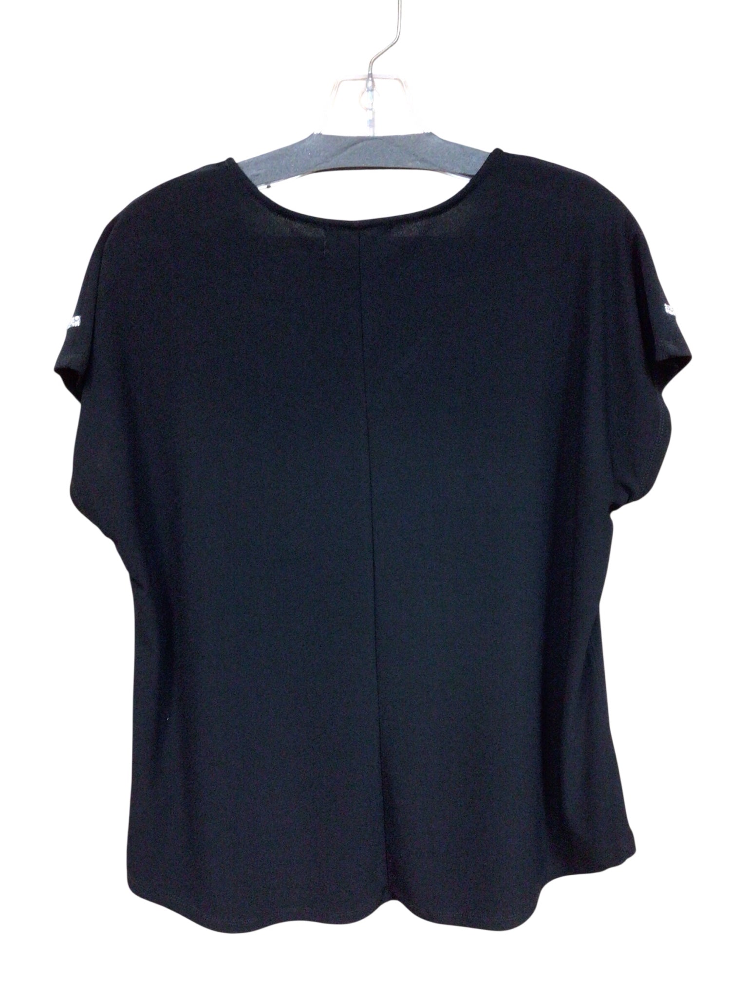 89th + Madison Rhinestone Embellished Black Short Sleeve Top Size Large