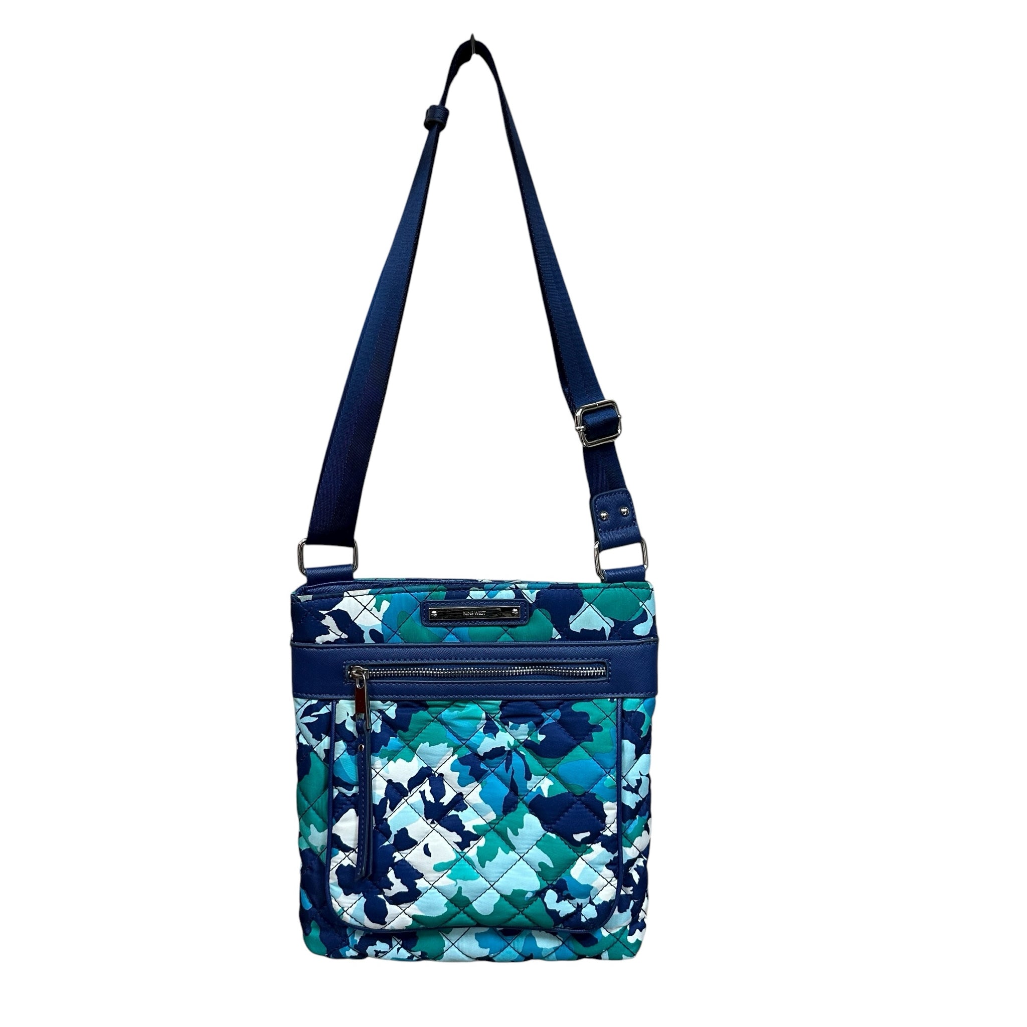 Nine West Blue Camo Quilted Fabric Crossbody Bag